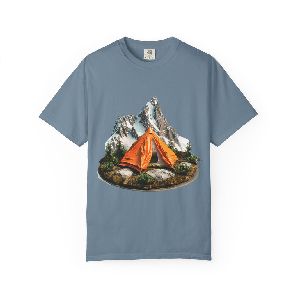 Mountain Camping Tent T-Shirt  Orange Tent Campsite Graphic
