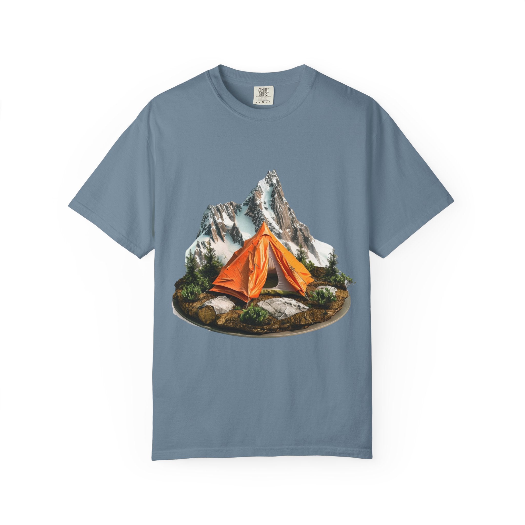 Mountain Camping Tent T-Shirt  Orange Tent Campsite Graphic