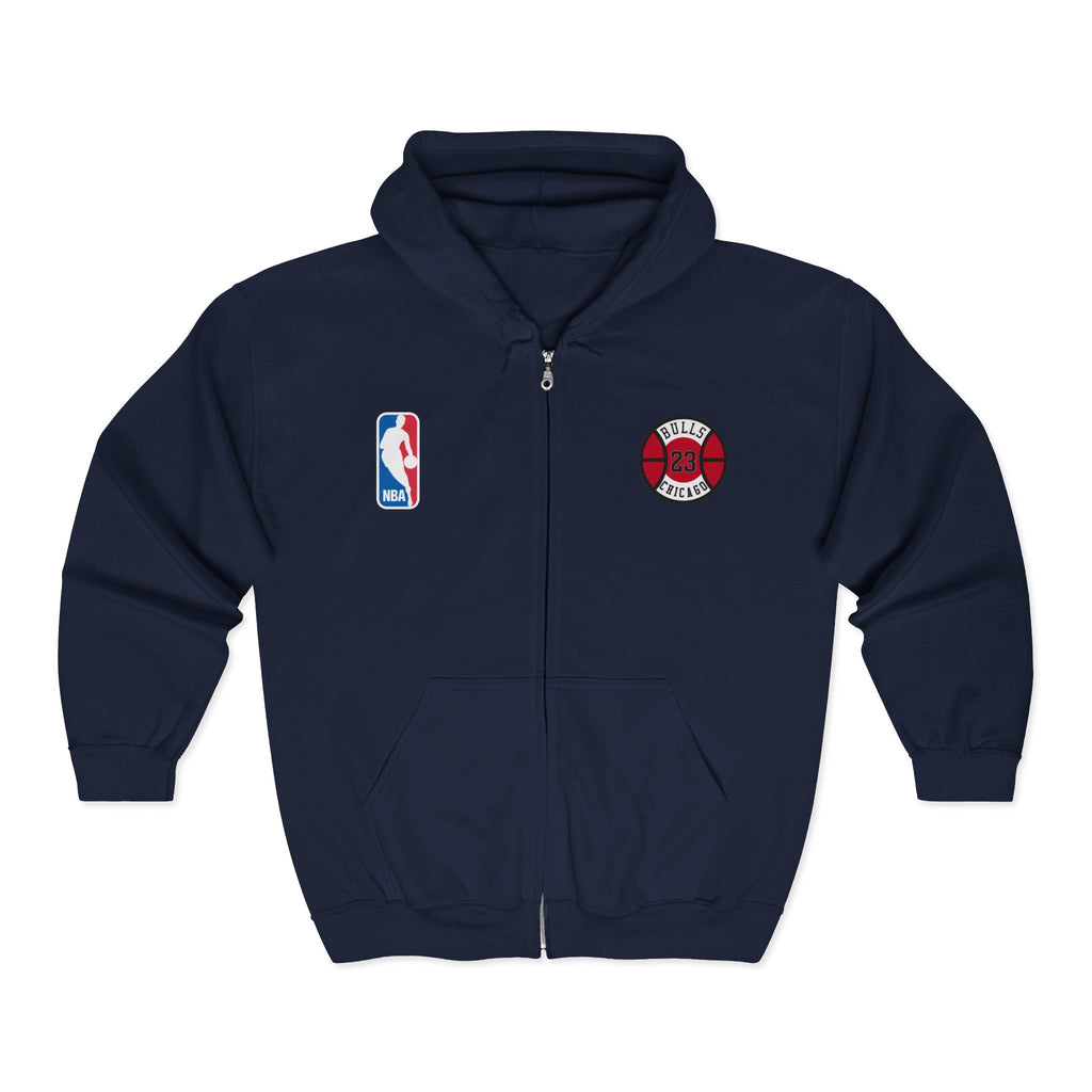 Distressed NBA Logo Hoodie | Full Zip Hooded Sweatshirt