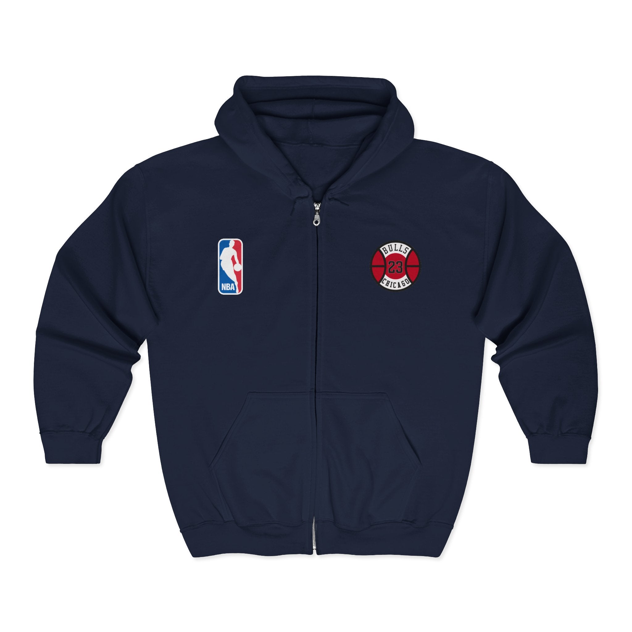 Distressed NBA Logo Hoodie | Full Zip Hooded Sweatshirt