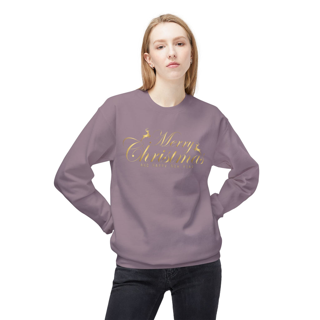 Merry Christmas gold script Sweatshirt Holiday Noel glitter lettering