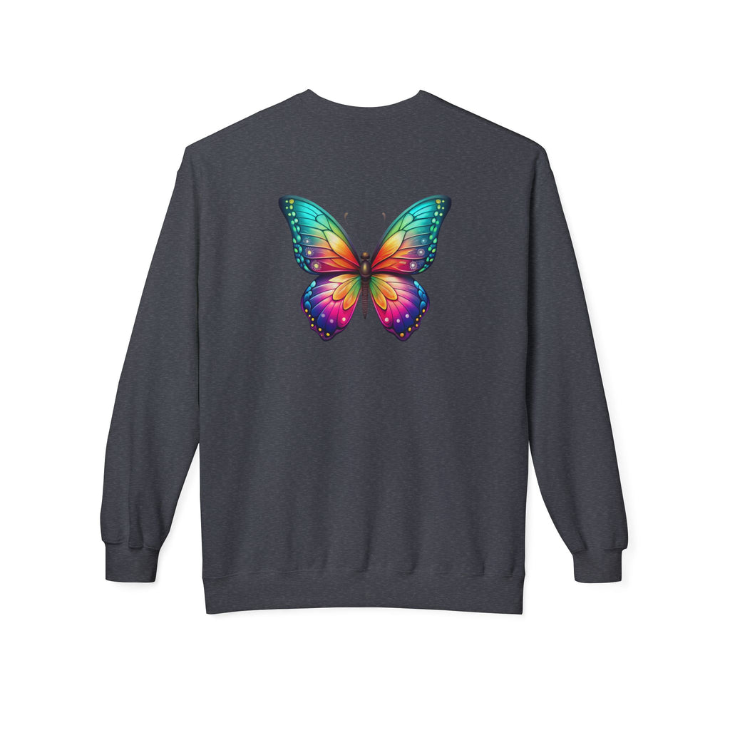 Rainbow Butterfly Sweatshirt | Colorful Monarch Wing Graphic