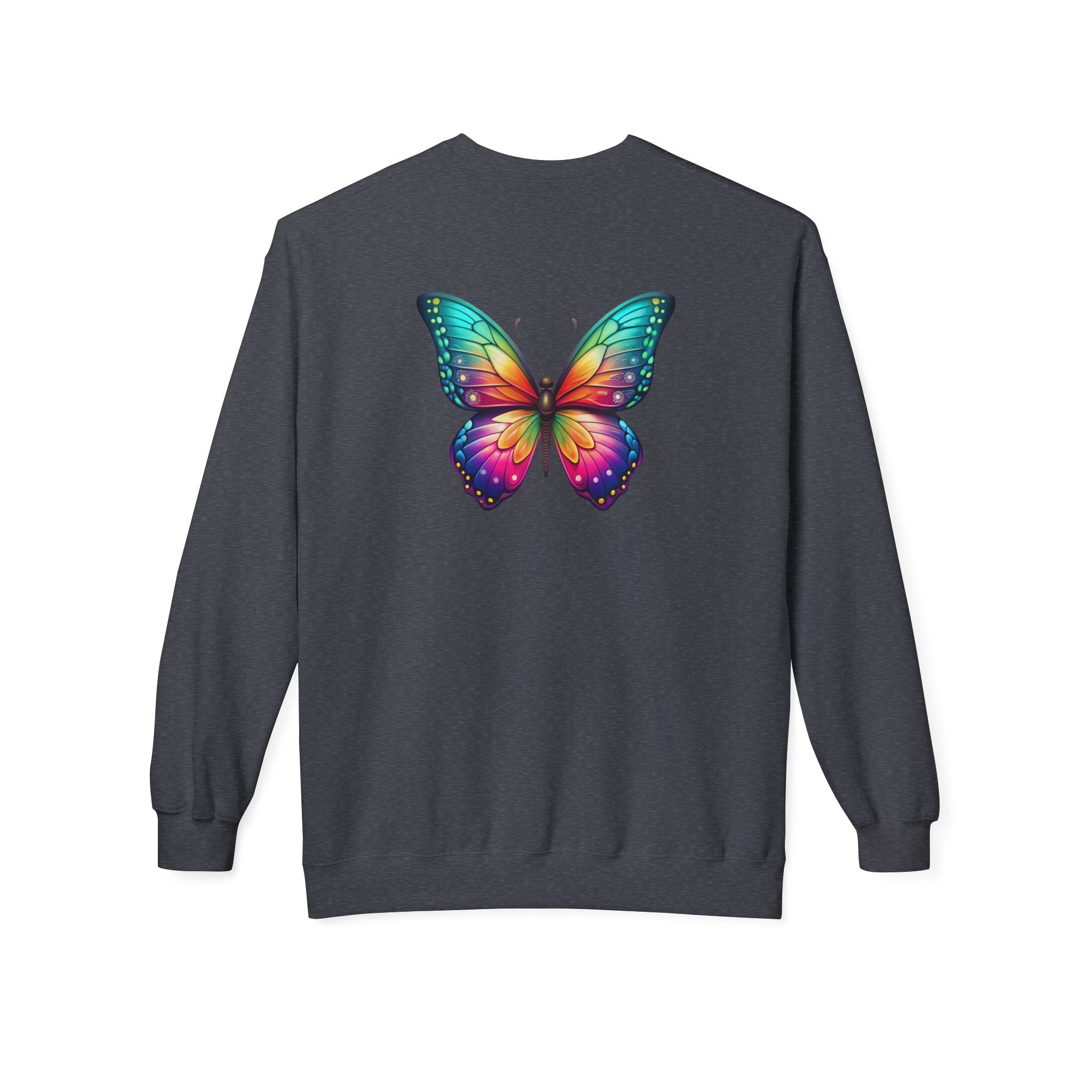 Rainbow Butterfly Sweatshirt | Colorful Monarch Wing Graphic
