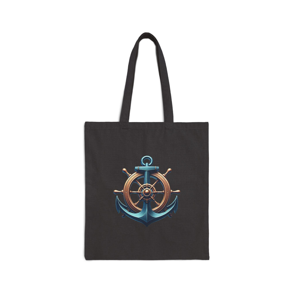 Pirate Skull & Anchor Canvas Tote Bag — Nautical Pirate Beach Shopping Tote