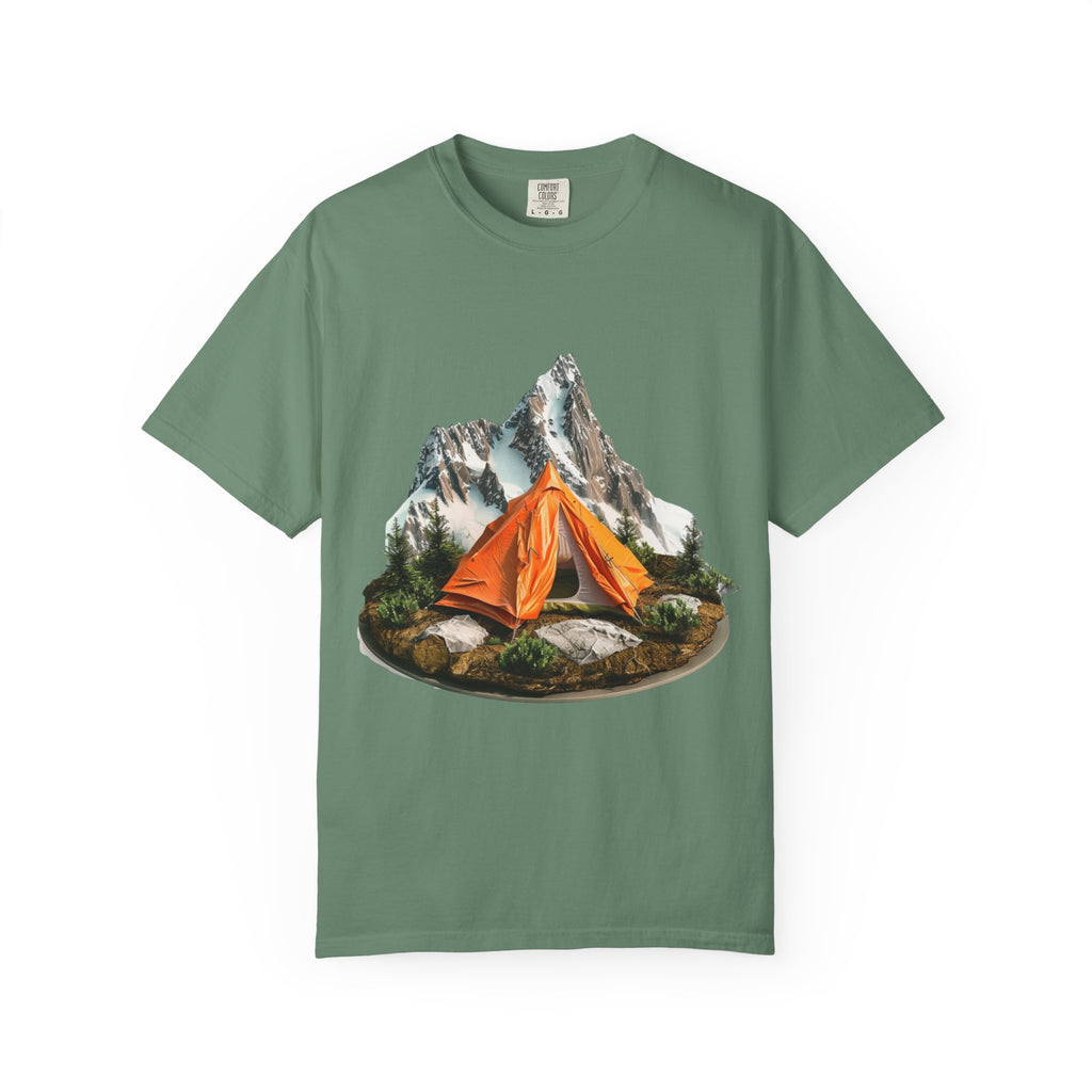Mountain Camping Tent T-Shirt  Orange Tent Campsite Graphic