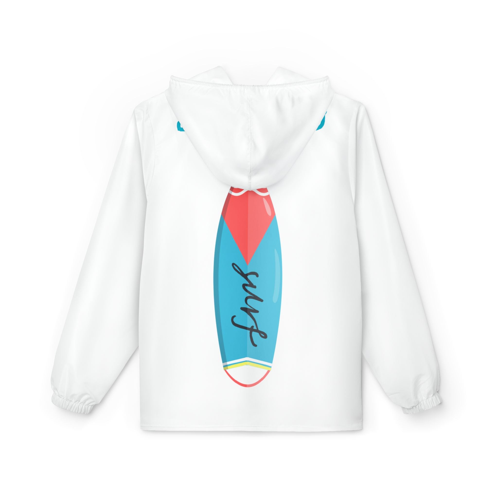 Surfboard Graphic Windbreaker Jacket  Retro Blue & Pink Surf Design