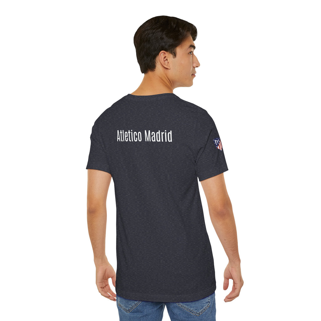 Atletico Madrid Shield T-Shirt Front Chest & Sleeve Logo Soccer Tee