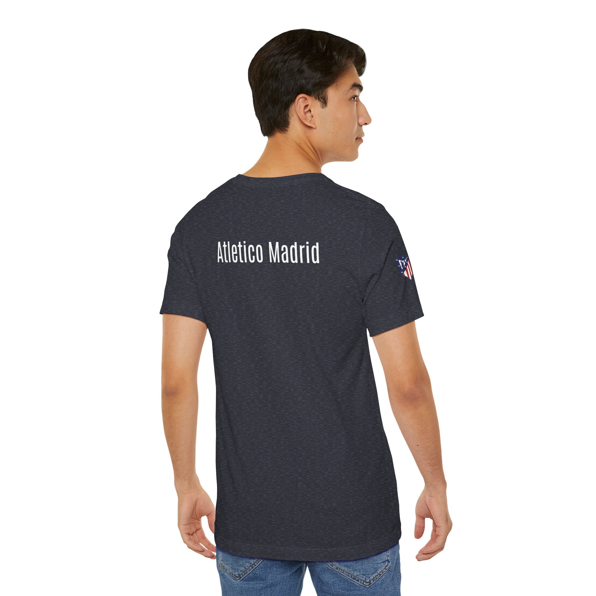 Atletico Madrid Shield T-Shirt Front Chest & Sleeve Logo Soccer Tee