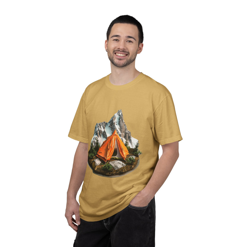Mountain Camping Tent T-Shirt  Orange Tent Campsite Graphic