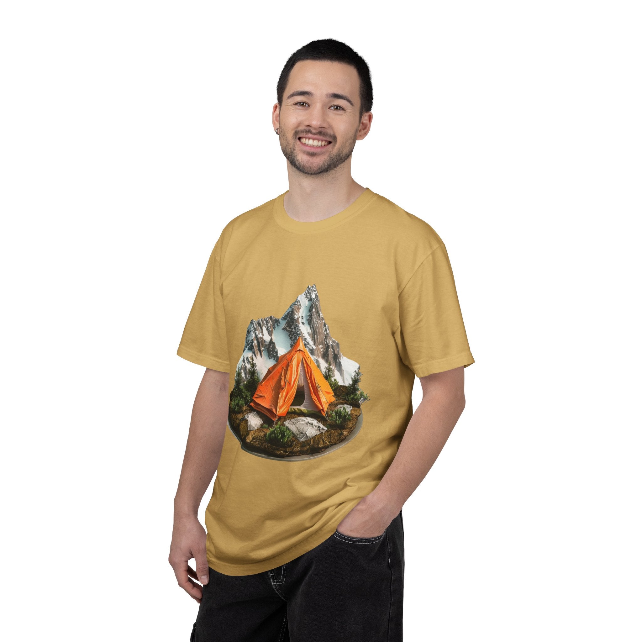 Mountain Camping Tent T-Shirt  Orange Tent Campsite Graphic