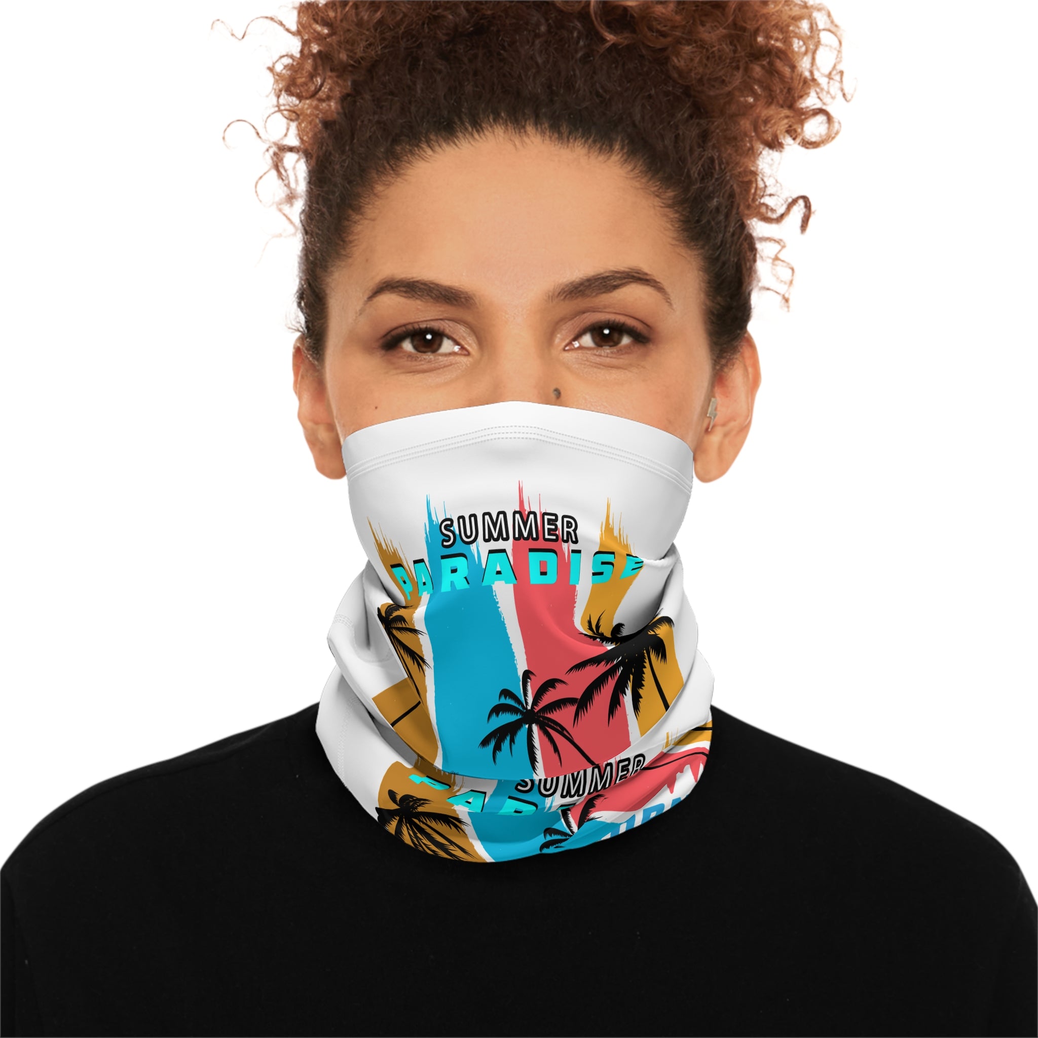 California Summer Paradise Neck Gaiter Palm Tree Beach Face Cover with Drawstring