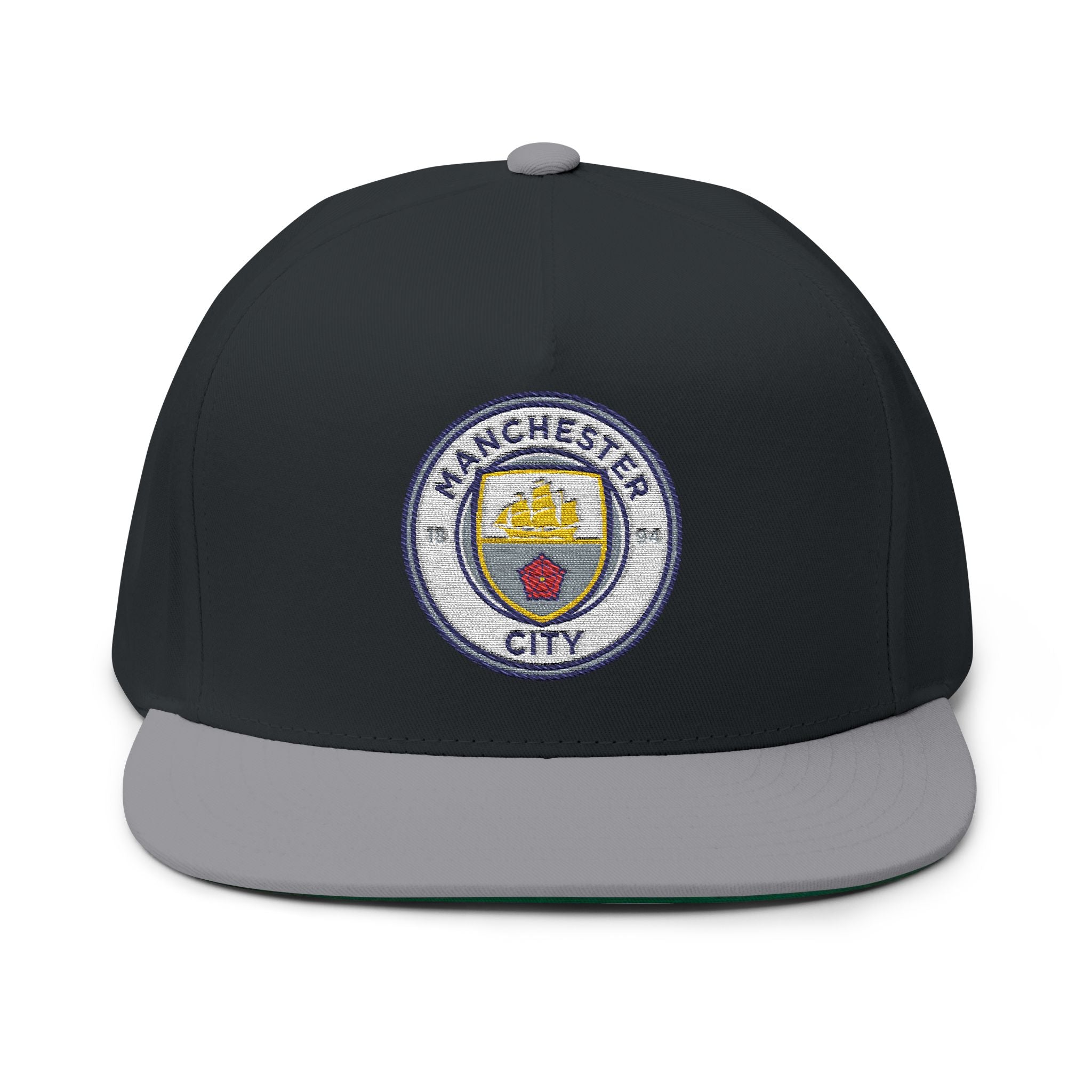 Embroidered Flat Bill Cap  Manchester City Crest