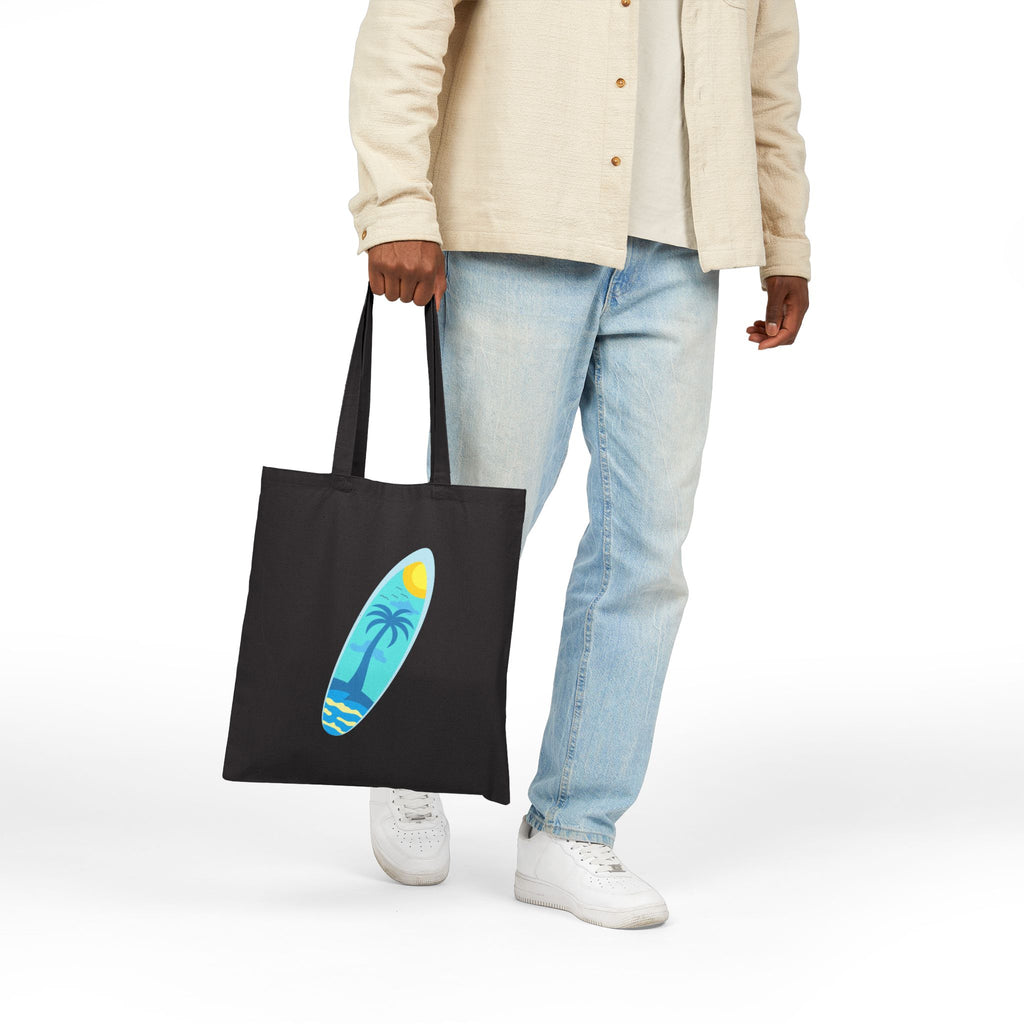 California Paradise Tote Bag  Beach Surf Canvas Tote (Palm Trees, Surfboard)