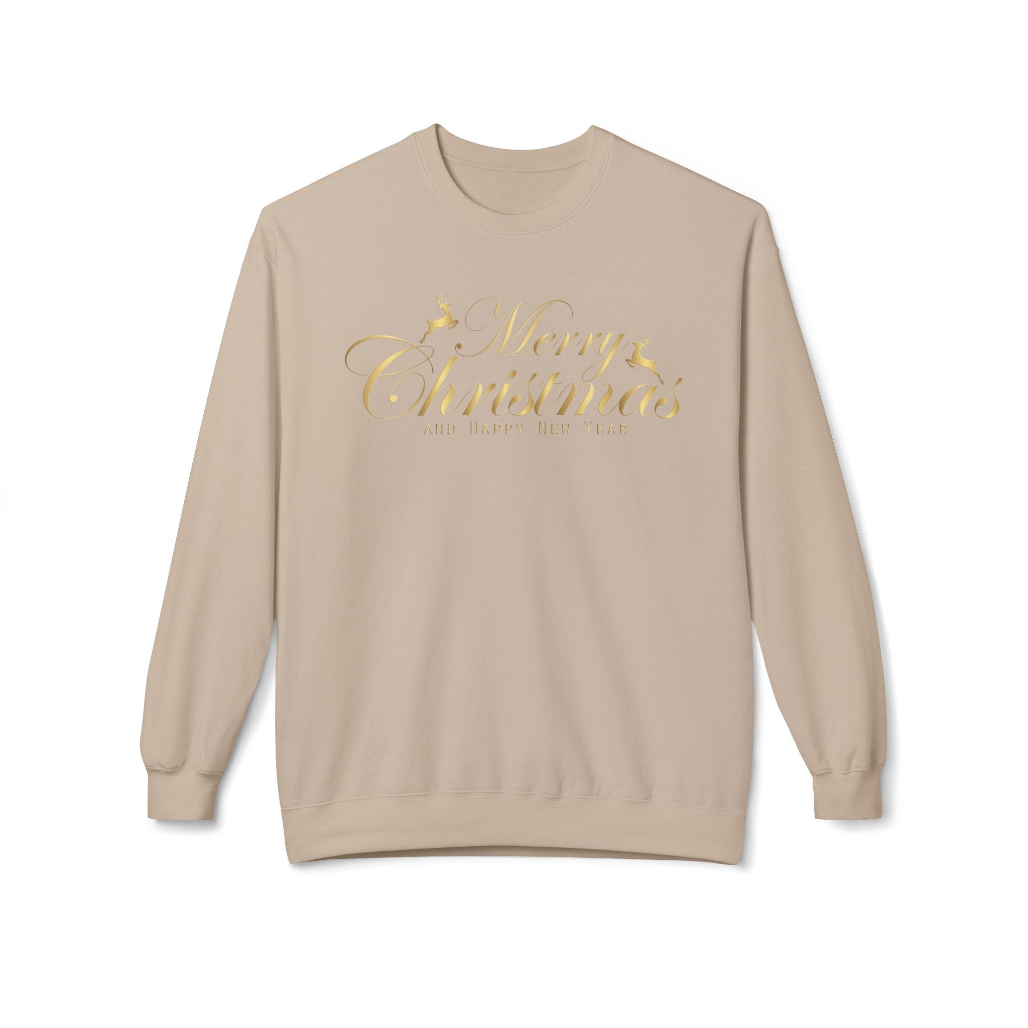 Merry Christmas gold script Sweatshirt Holiday Noel glitter lettering