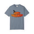 Halloween Icons T-Shirt — "Happy Halloween" Graphic Tee with Spooky Back Illustrations