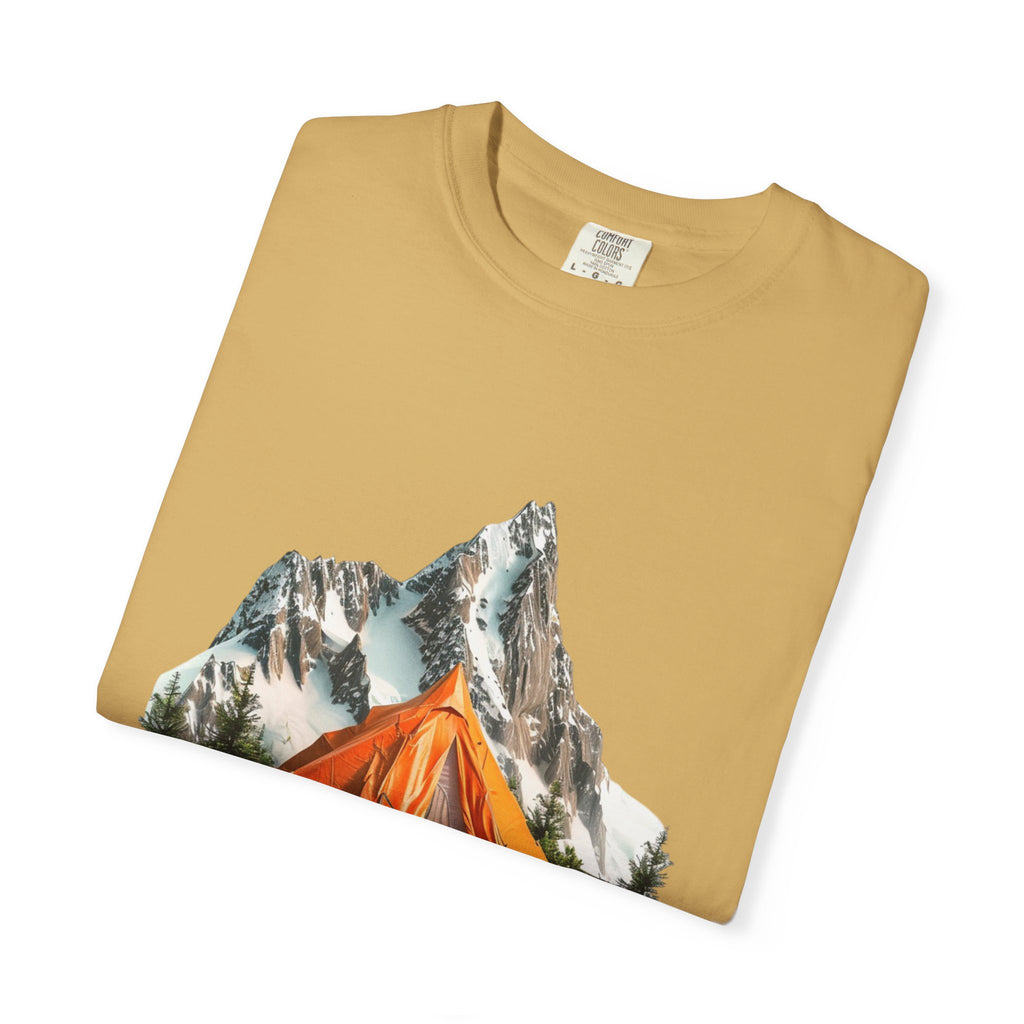 Mountain Camping Tent T-Shirt  Orange Tent Campsite Graphic