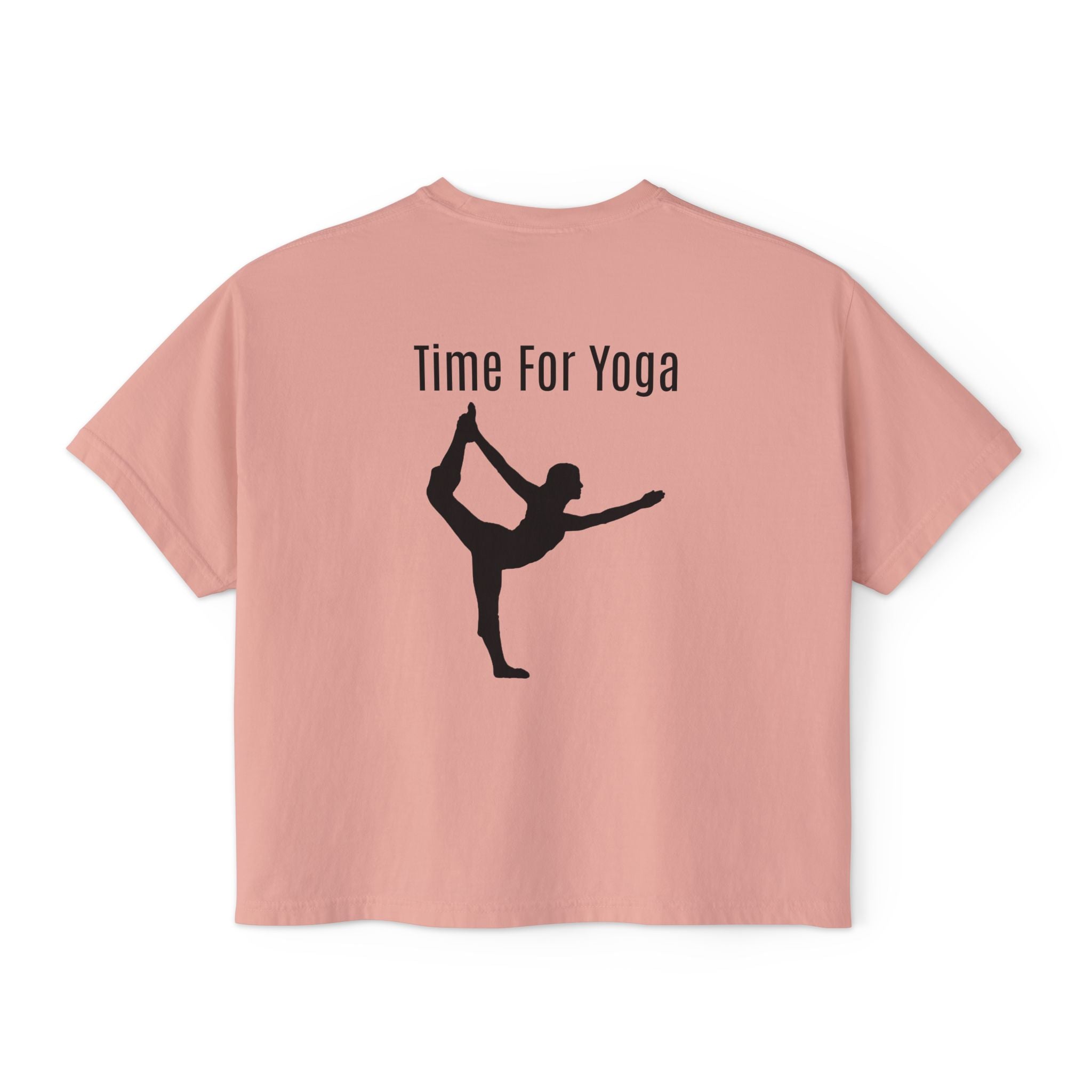 Women's Boxy Tee - 'Time For Yoga' Minimal Yoga Silhouette T-Shirt
