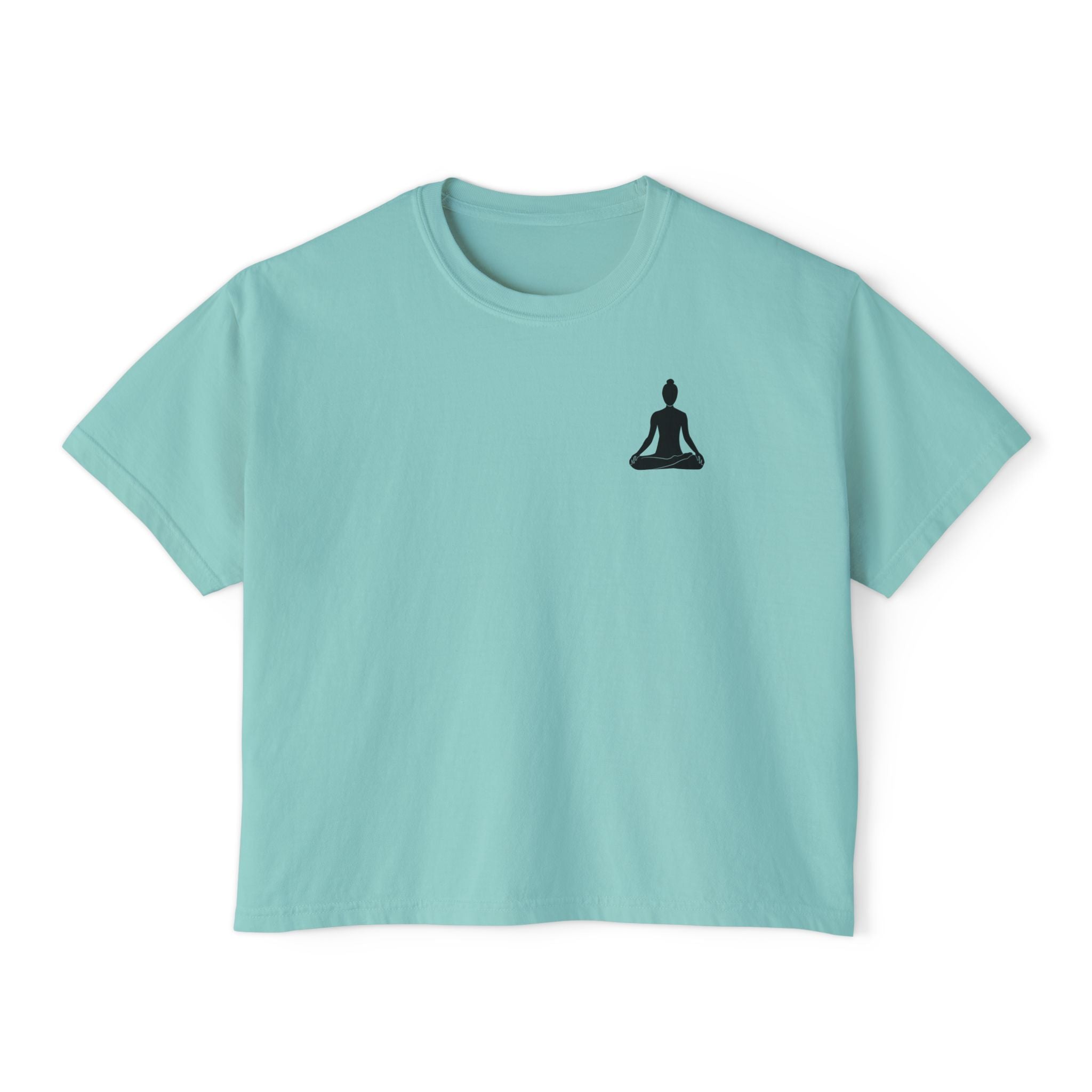 Women's Boxy Tee - 'Time For Yoga' Minimal Yoga Silhouette T-Shirt