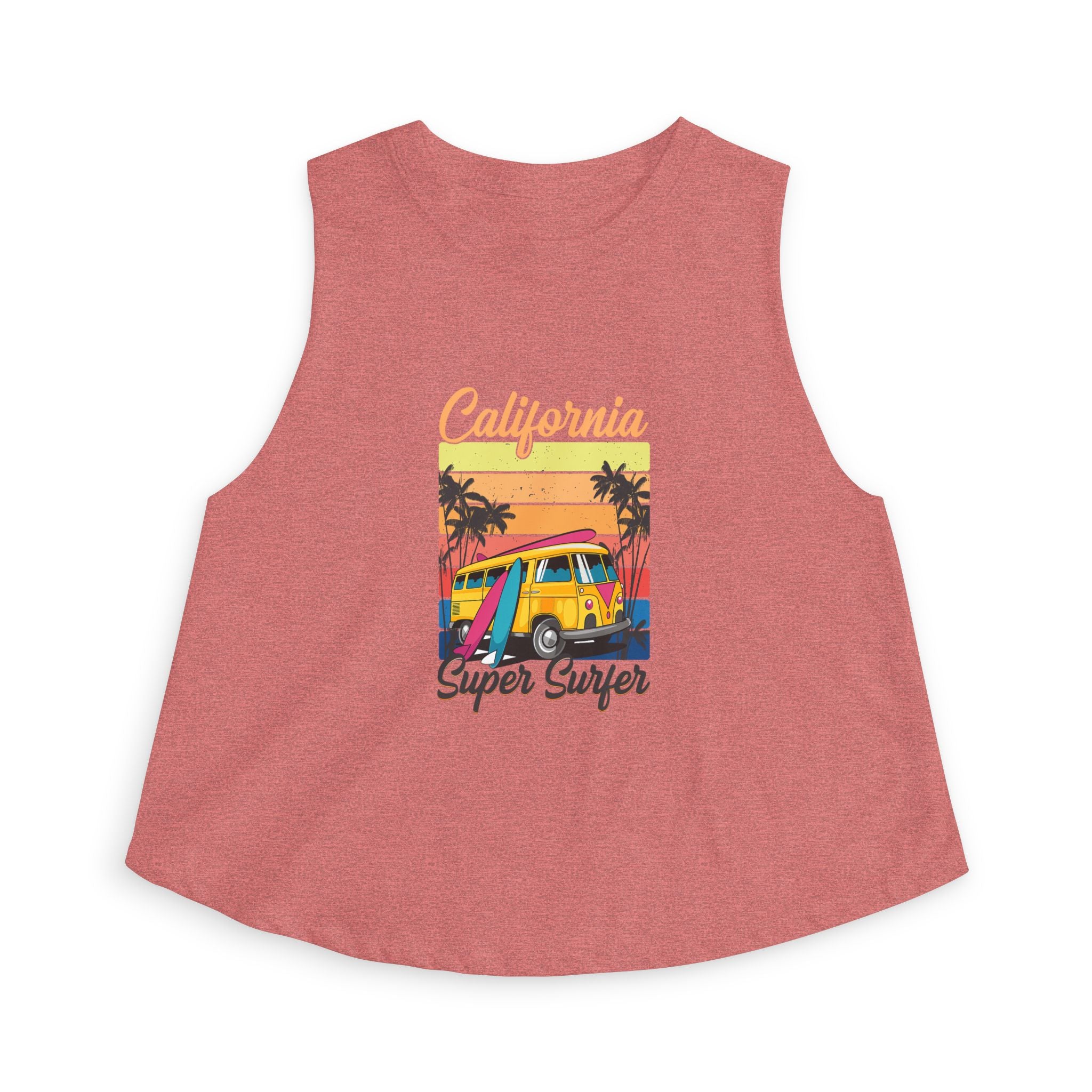 California Super Surfer Crop Top Retro Beach Van Surf Graphic