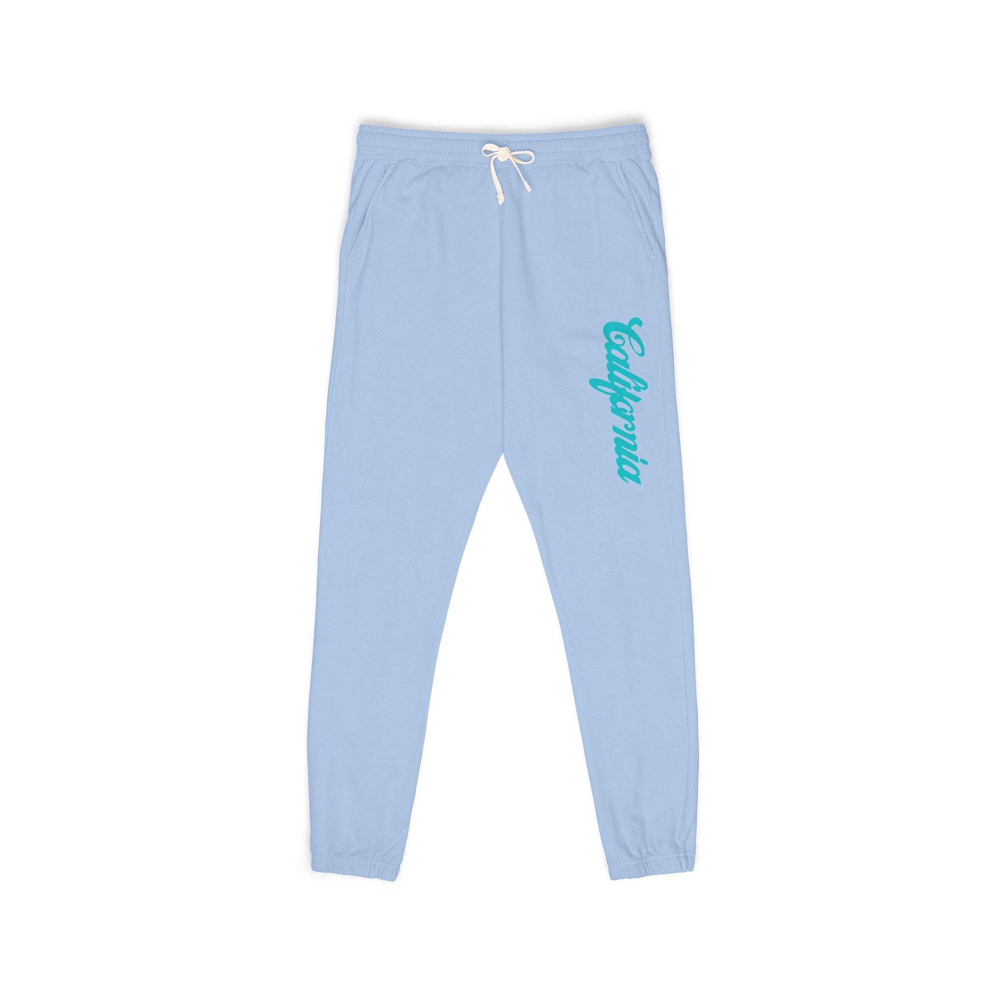 Fleece Sweatpants with Teal 'Endurance' Script Lightweight Garment-Dyed Joggers