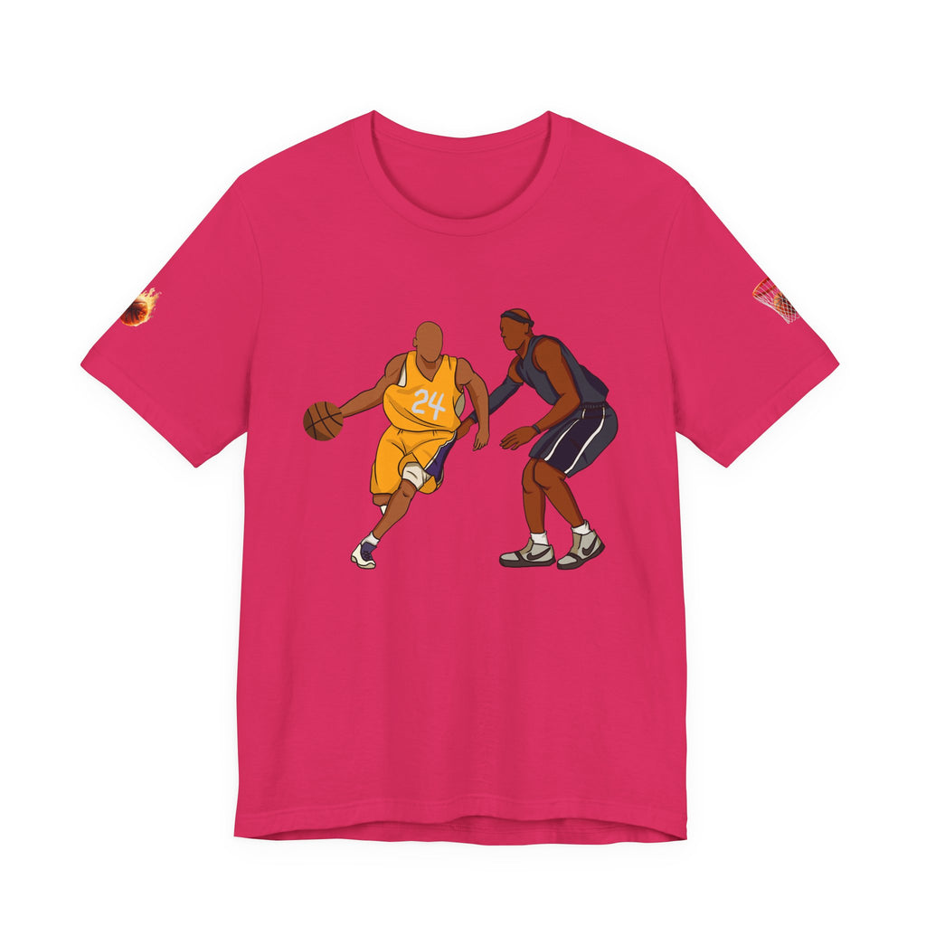 Basketball Players Tee Dribble Defender Court Illustration
