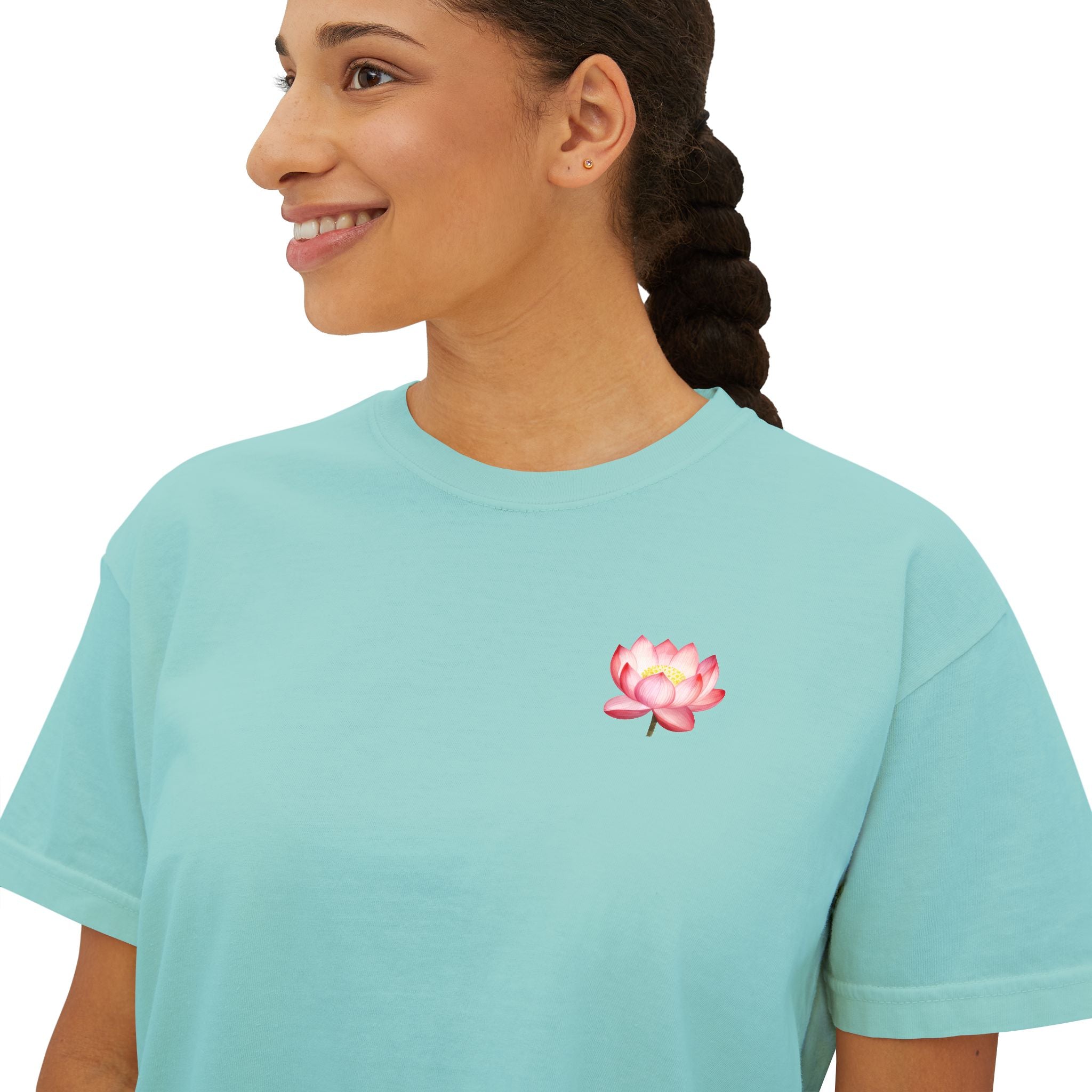 Yoga Time Boxy Tee  Lotus Graphic Women's Cropped T-Shirt