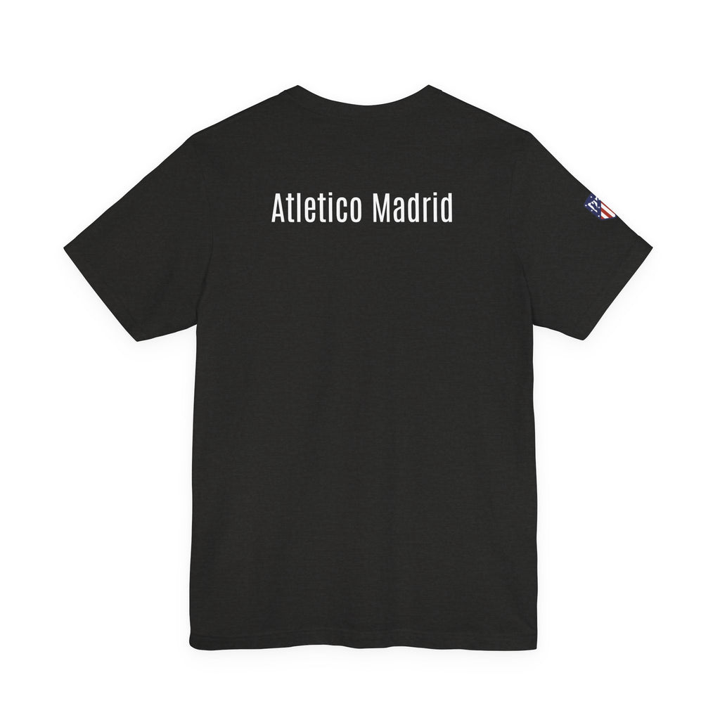 Atletico Madrid Shield T-Shirt Front Chest & Sleeve Logo Soccer Tee