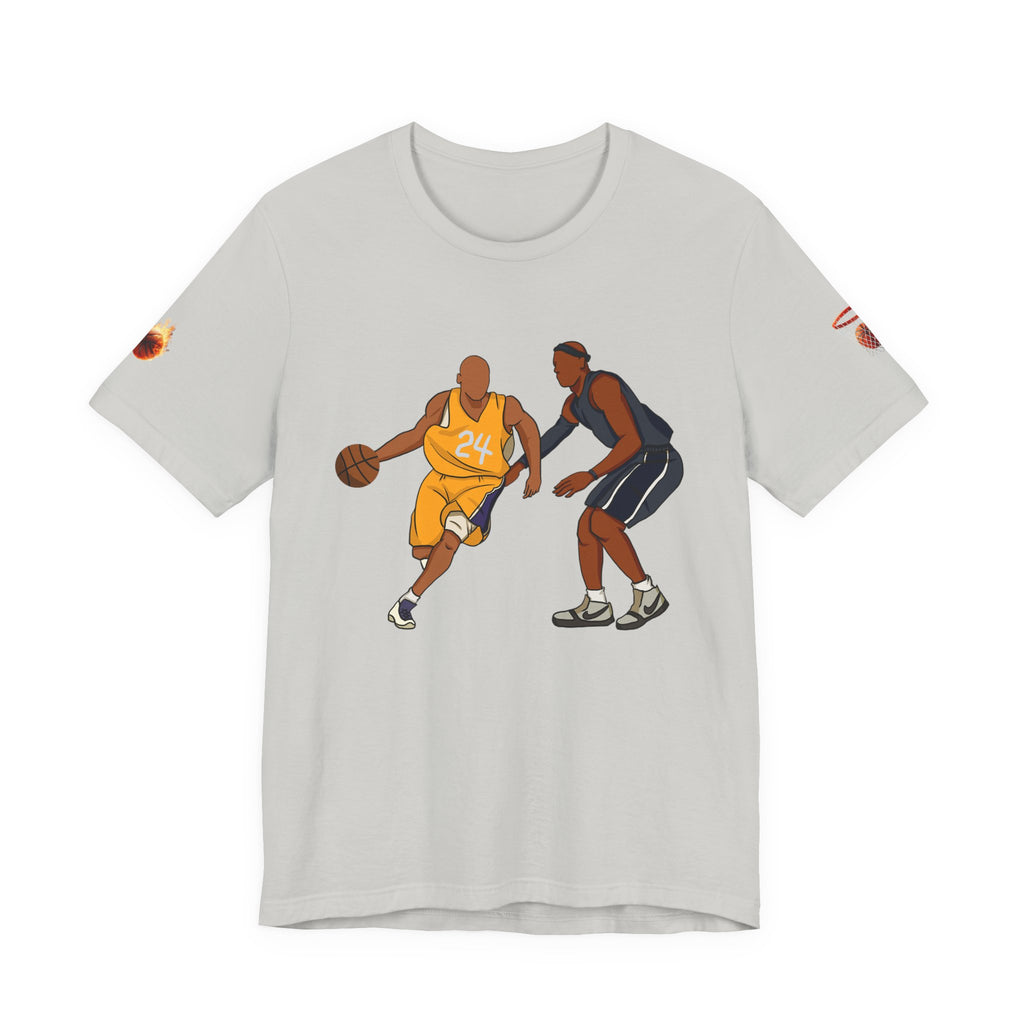 Basketball Players Tee Dribble Defender Court Illustration