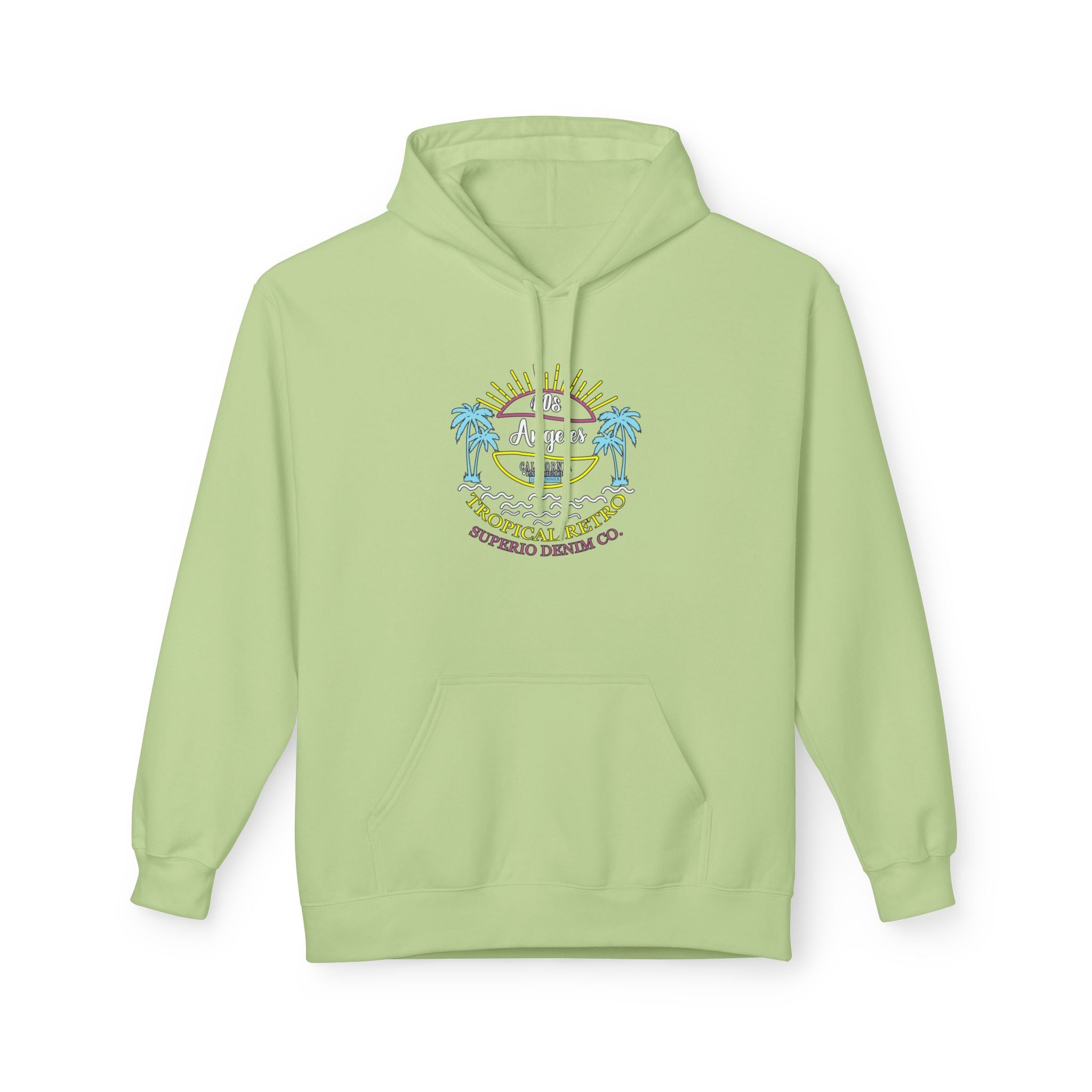 Surf Vibes Hoodie Coastal Palms & Sunset Graphic