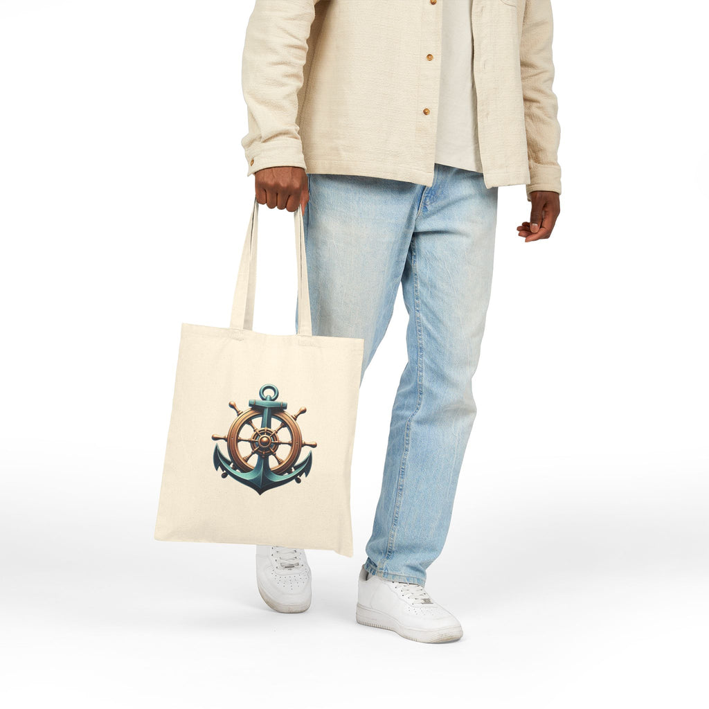 Pirate Skull & Anchor Canvas Tote Bag — Nautical Pirate Beach Shopping Tote