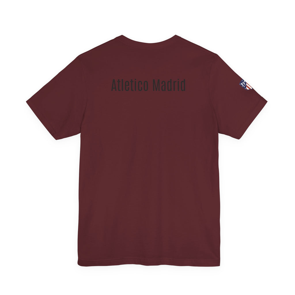 Atletico Madrid Shield T-Shirt Front Chest & Sleeve Logo Soccer Tee