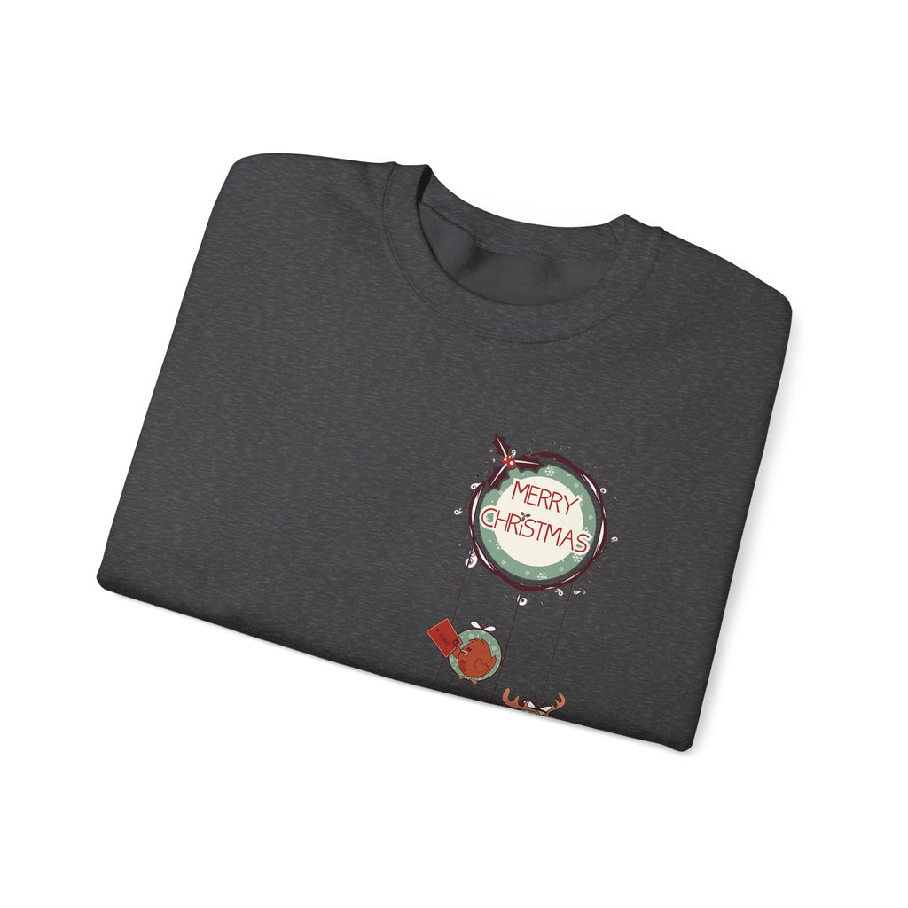 Merry Christmas Hanging Ornaments Sweatshirt Santa Reindeer Wreath Holiday