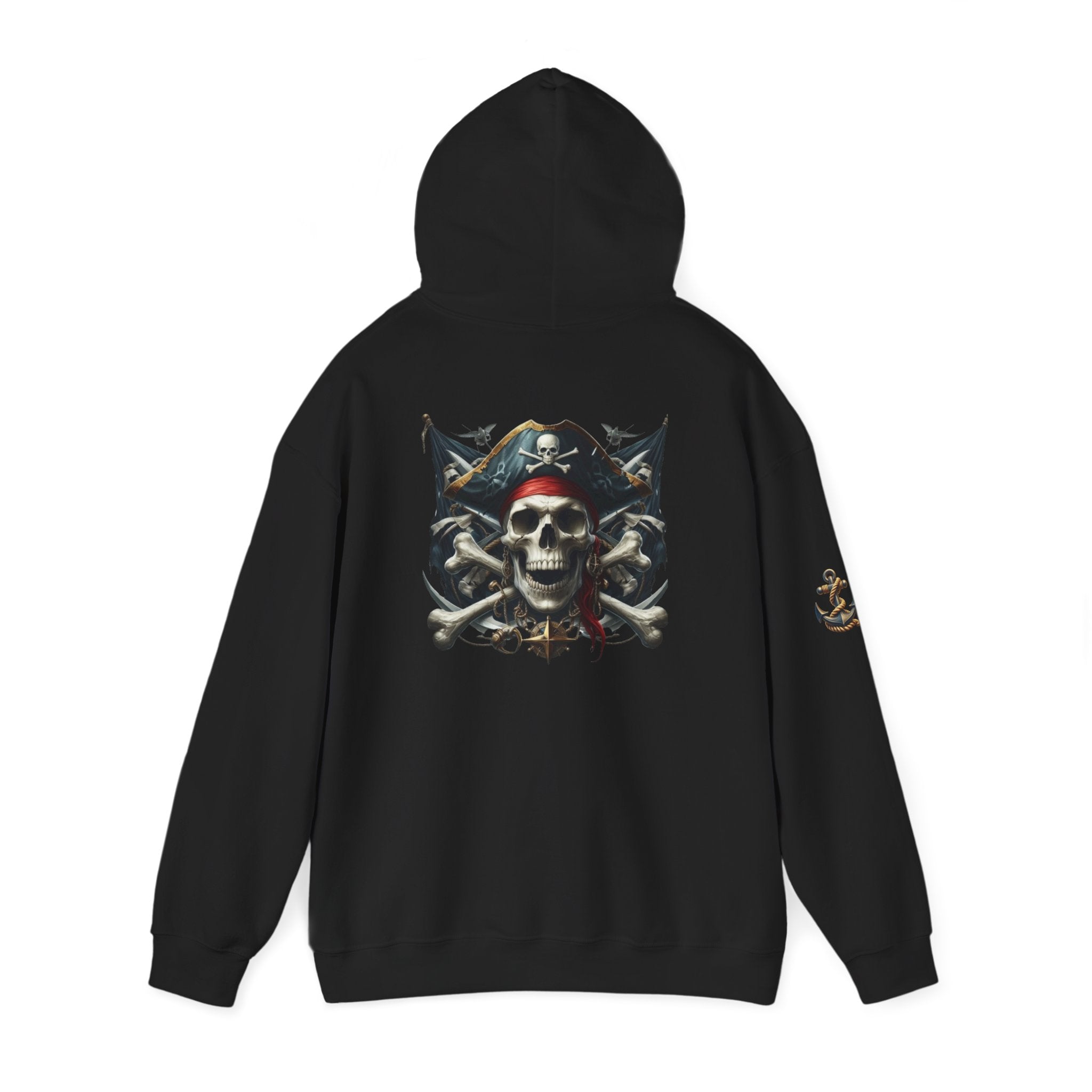 Pirate Skull Anchor Hoodie  Nautical Skull & Crossbones Pullover