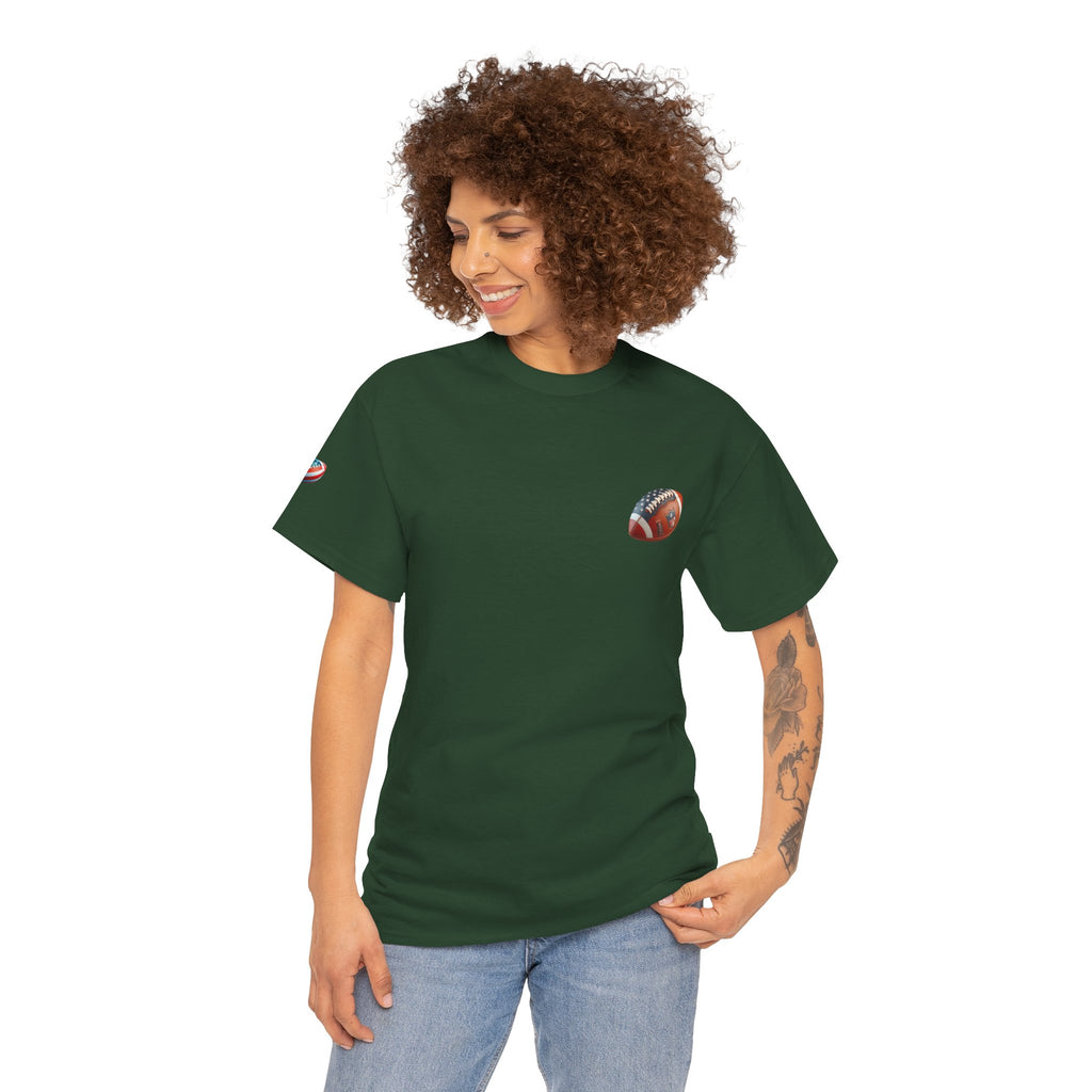 Skull Helmet Football Tee — Grunge Athletic Graphic T‑Shirt