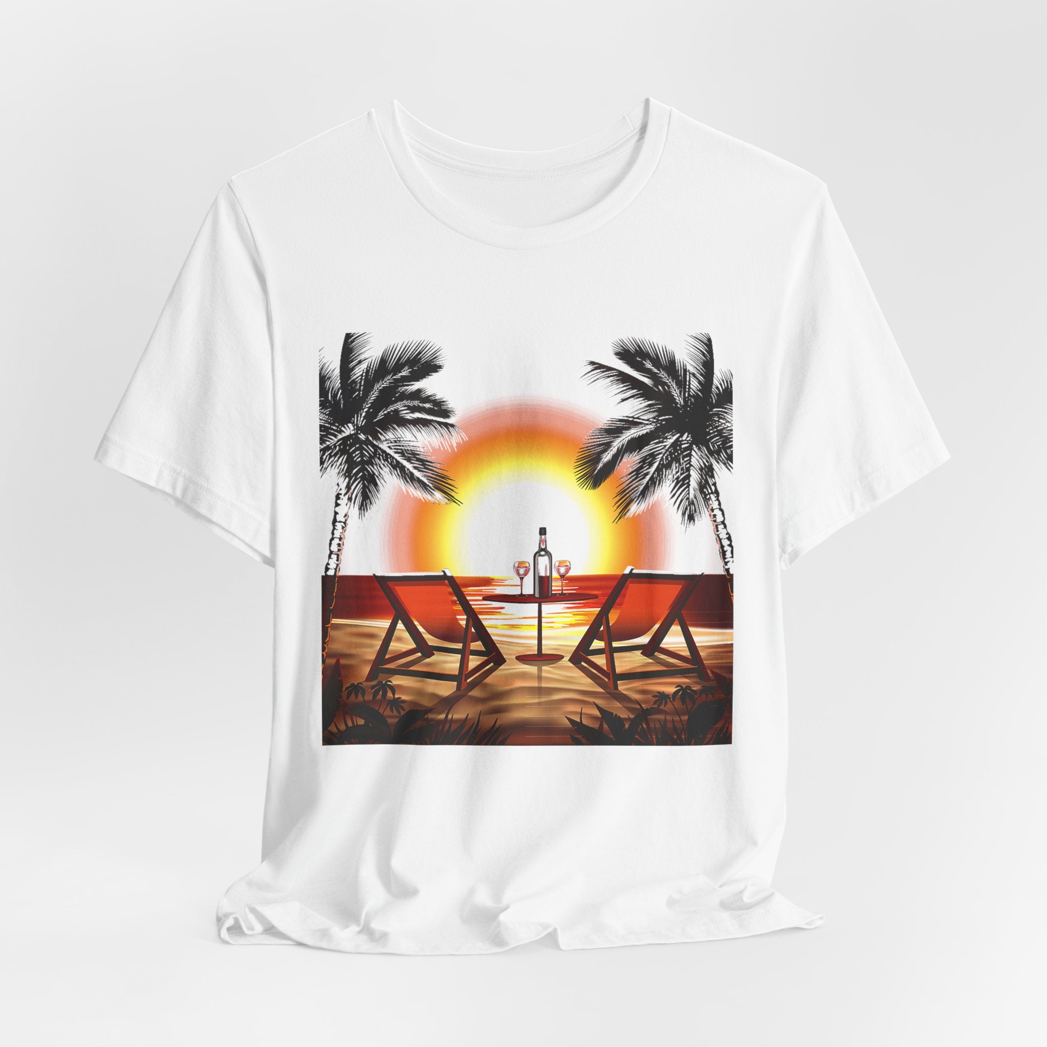Beach Sunset with Palm Trees Tee Tropical Sunset T-Shirt