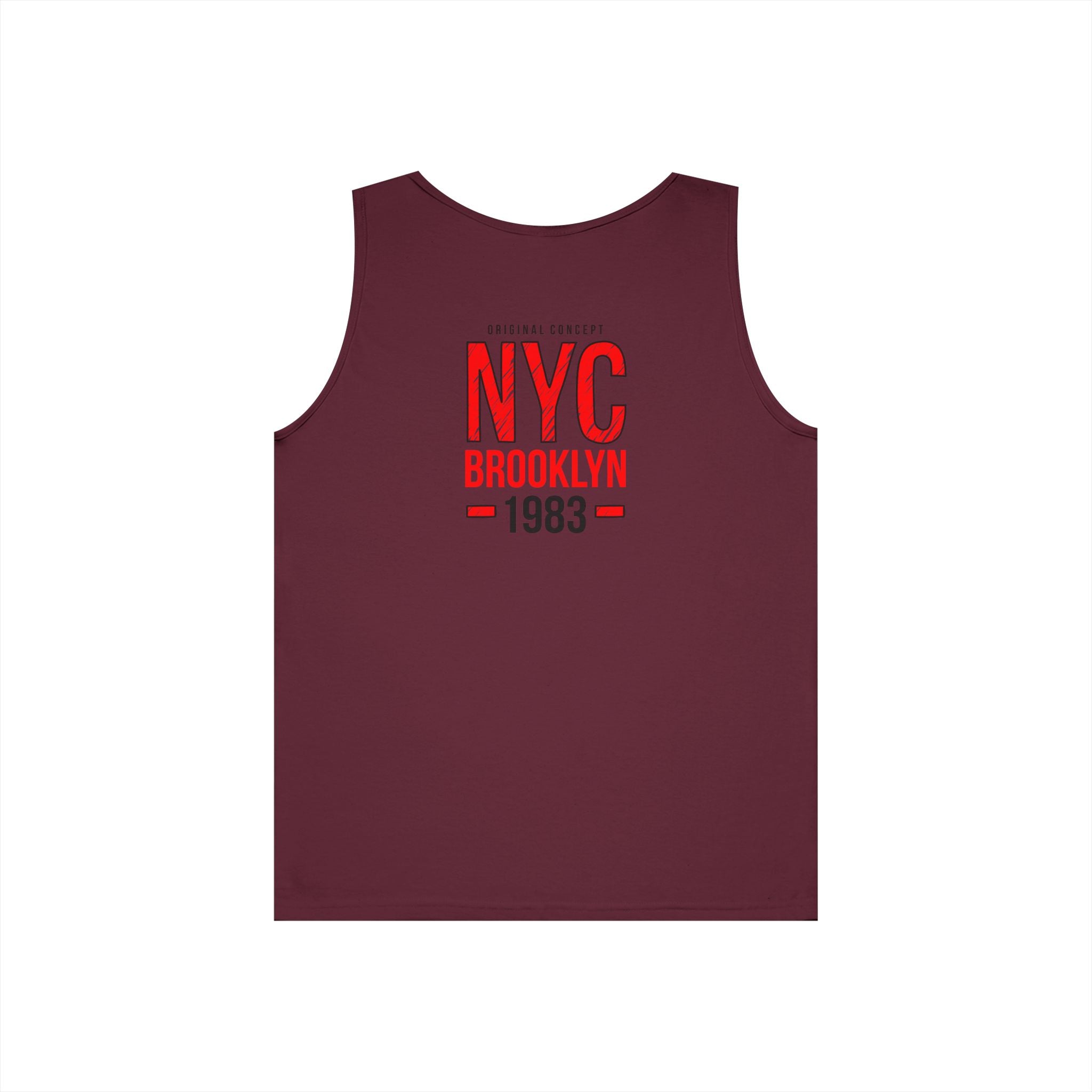 NYC Brooklyn Tank Top  Minimal Yankees Logo Front, Red NYC Back Streetwear
