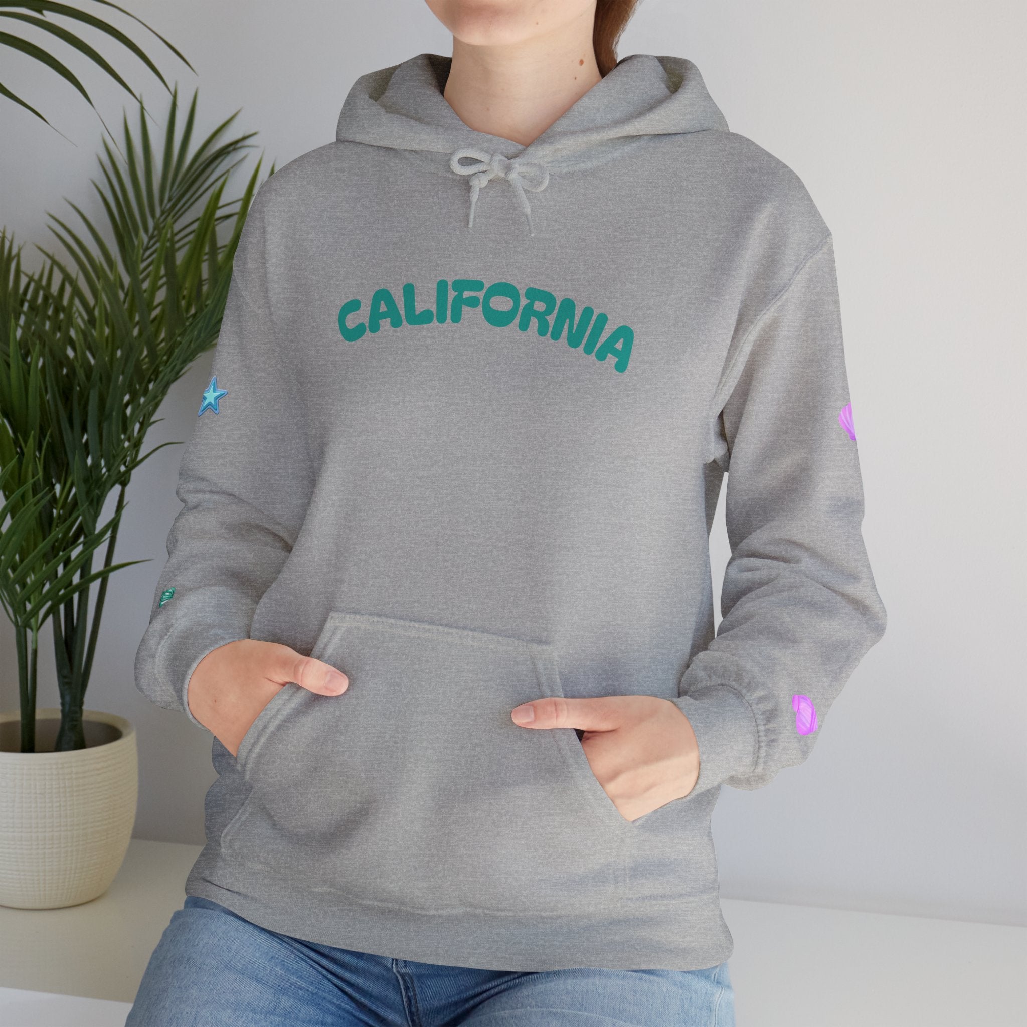 California Palm Tree Hoodie | Beach Island Graphic, Sleeve Icons
