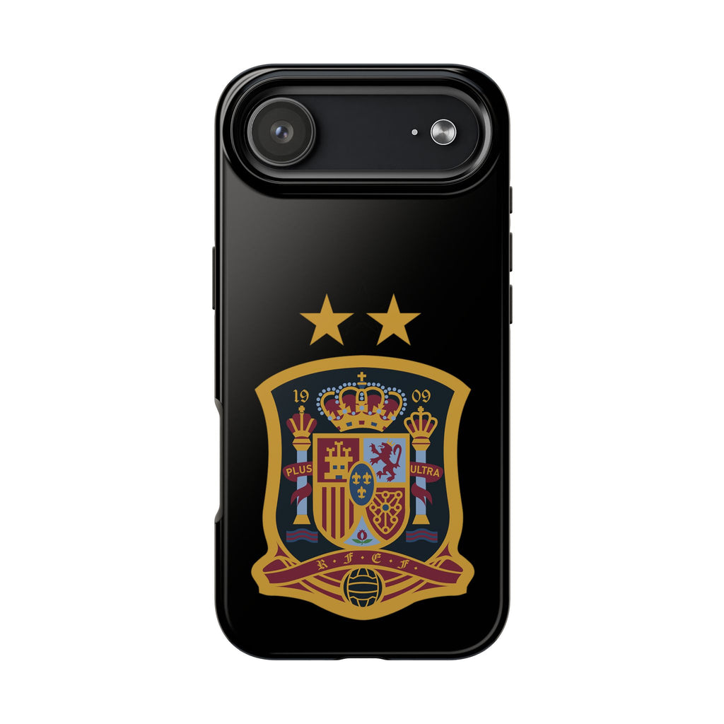Spain Soccer Crest Tough Phone Case  Black Protective iPhone Case with Two Stars