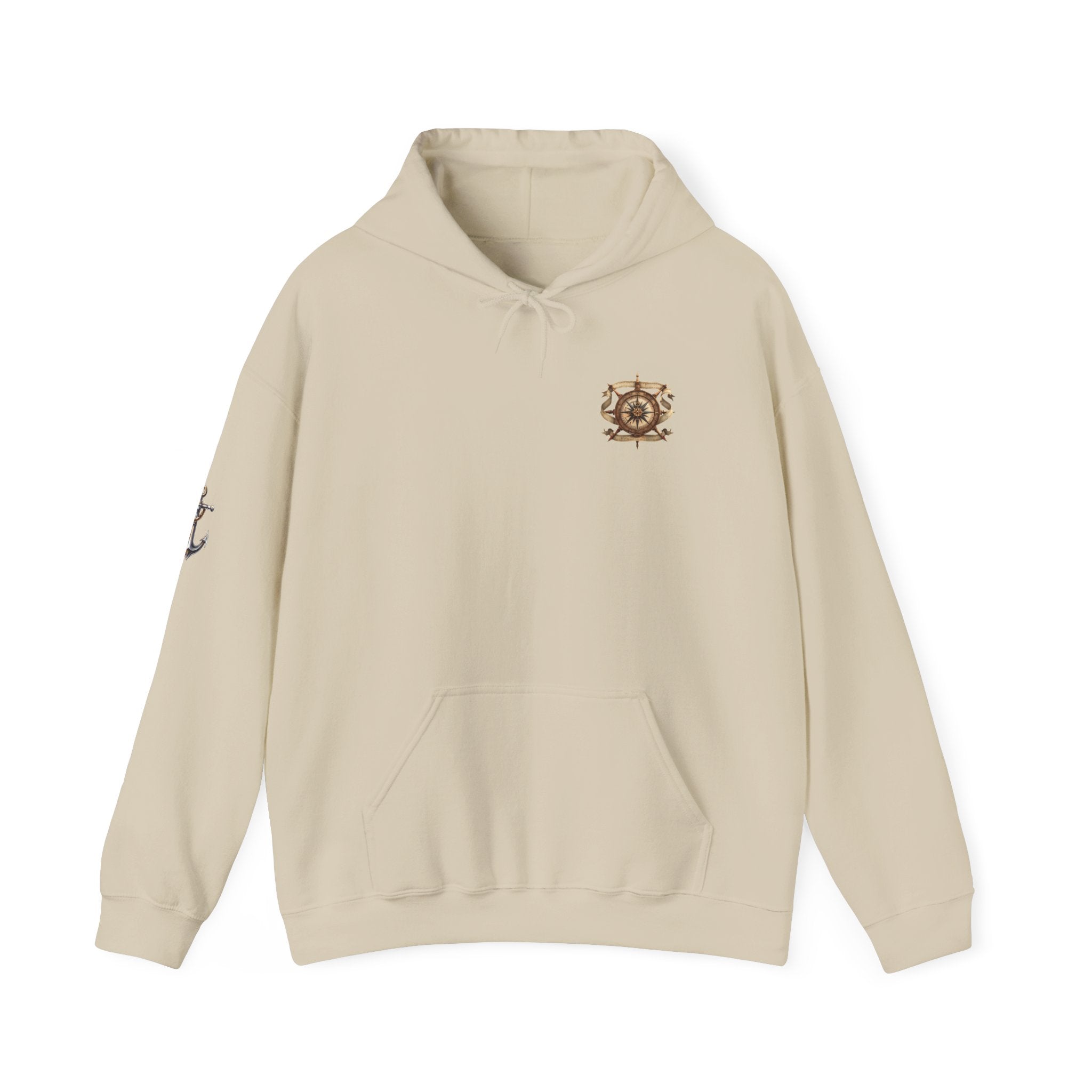 Nautical Ship Hoodie  Vintage Pirate Galleon Sweatshirt with Anchor Sleeve