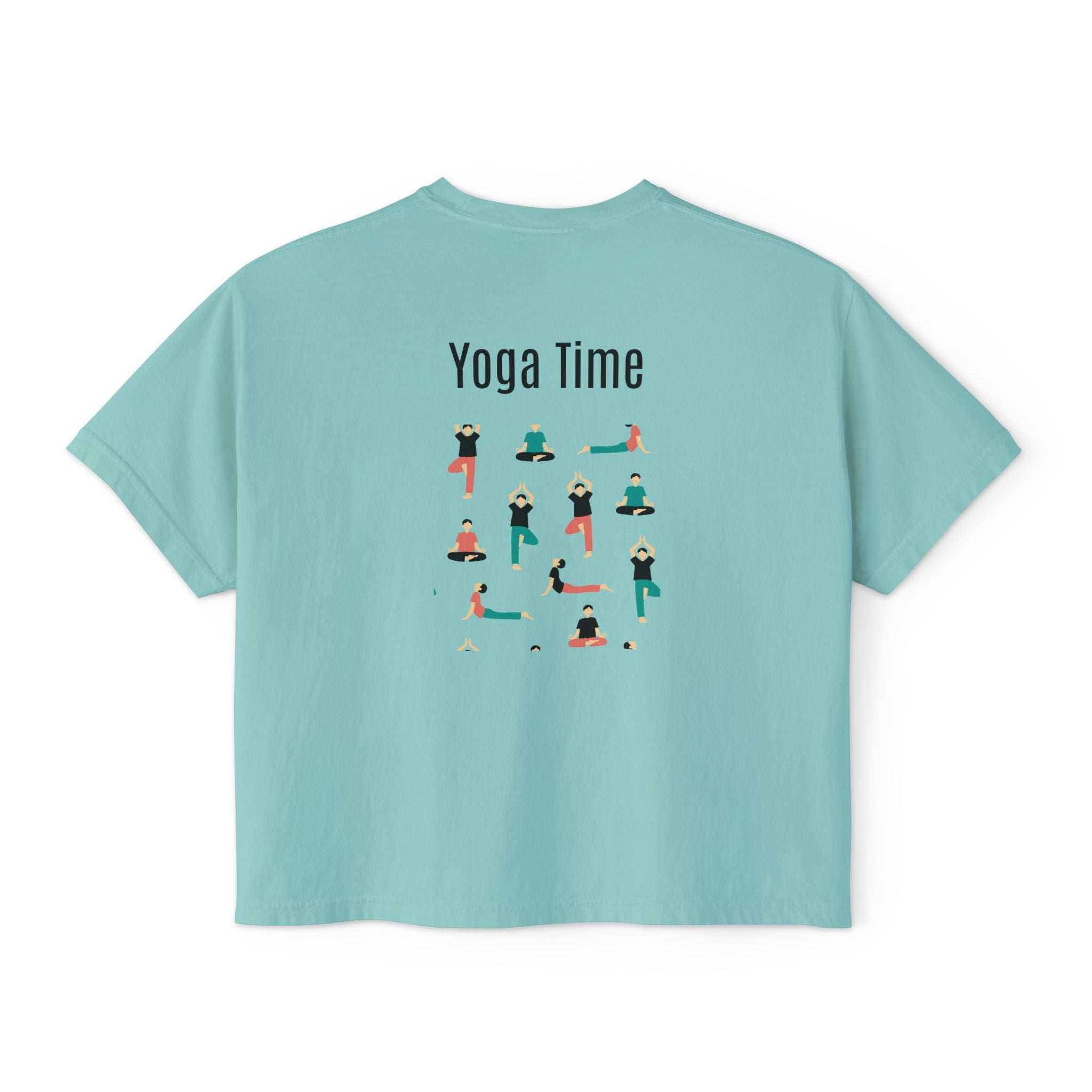 Yoga Time Women's Boxy Tee  Cute Lotus & Yoga Poses Graphic Shirt