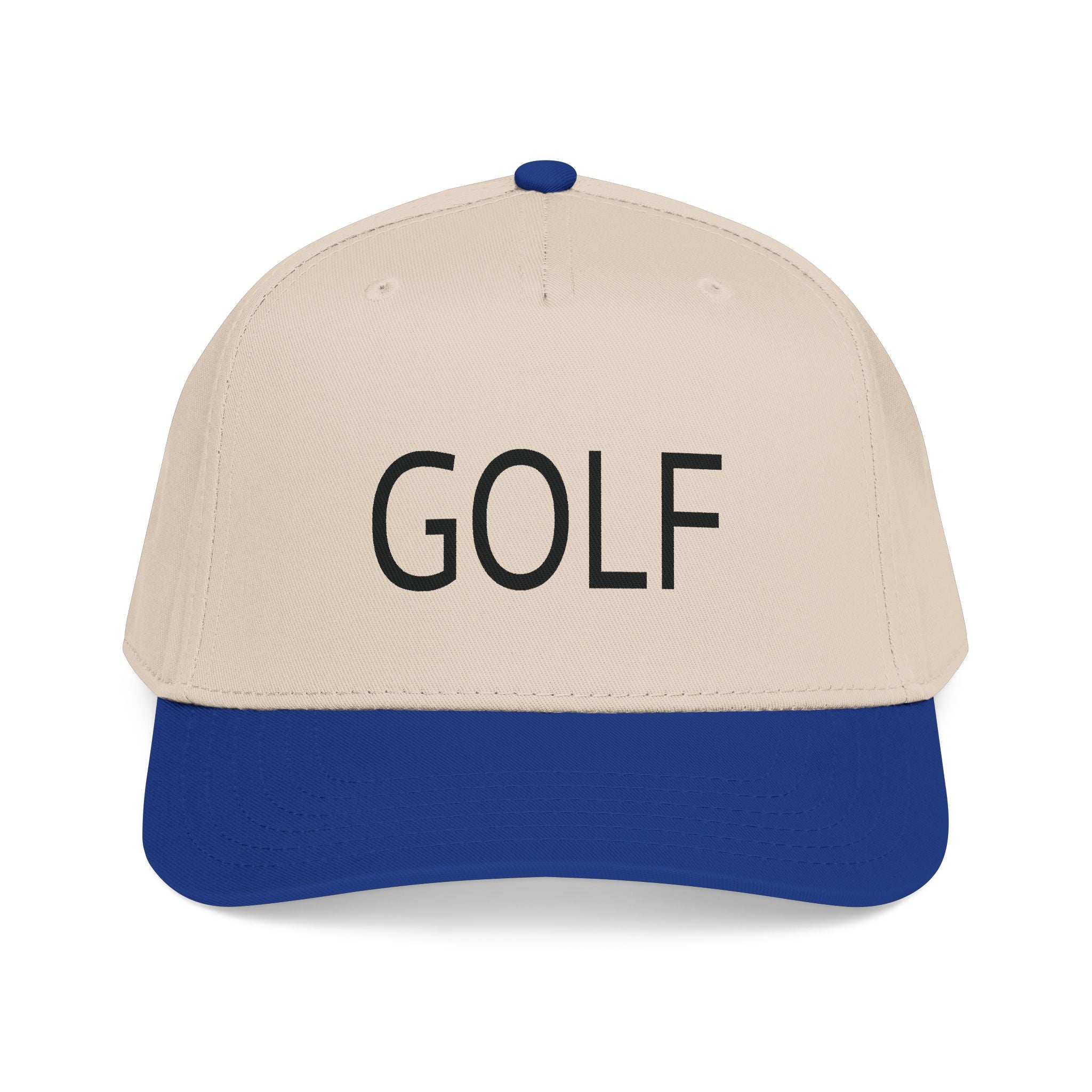 Golf Embroidered Mid Profile Cap — Classic Two-Tone Golf Hat