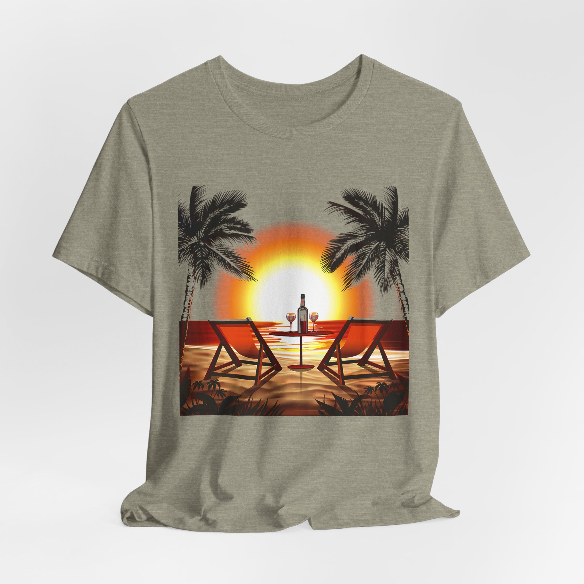 Beach Sunset with Palm Trees Tee Tropical Sunset T-Shirt