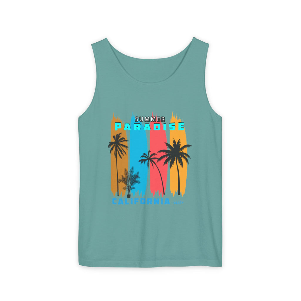 California Paradise Palm Tank Top Retro Beach Sunset Graphic