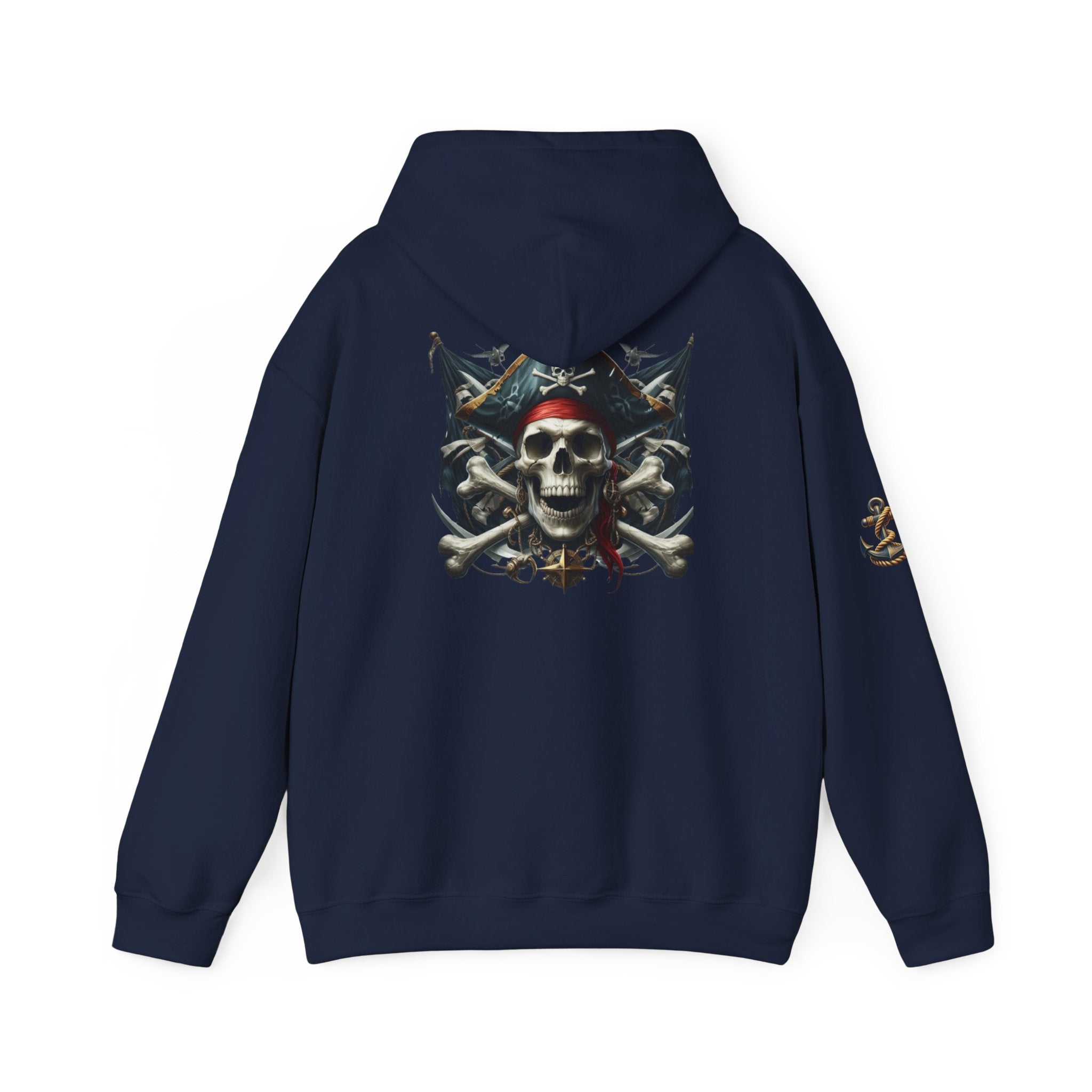 Pirate Skull Anchor Hoodie  Nautical Skull & Crossbones Pullover