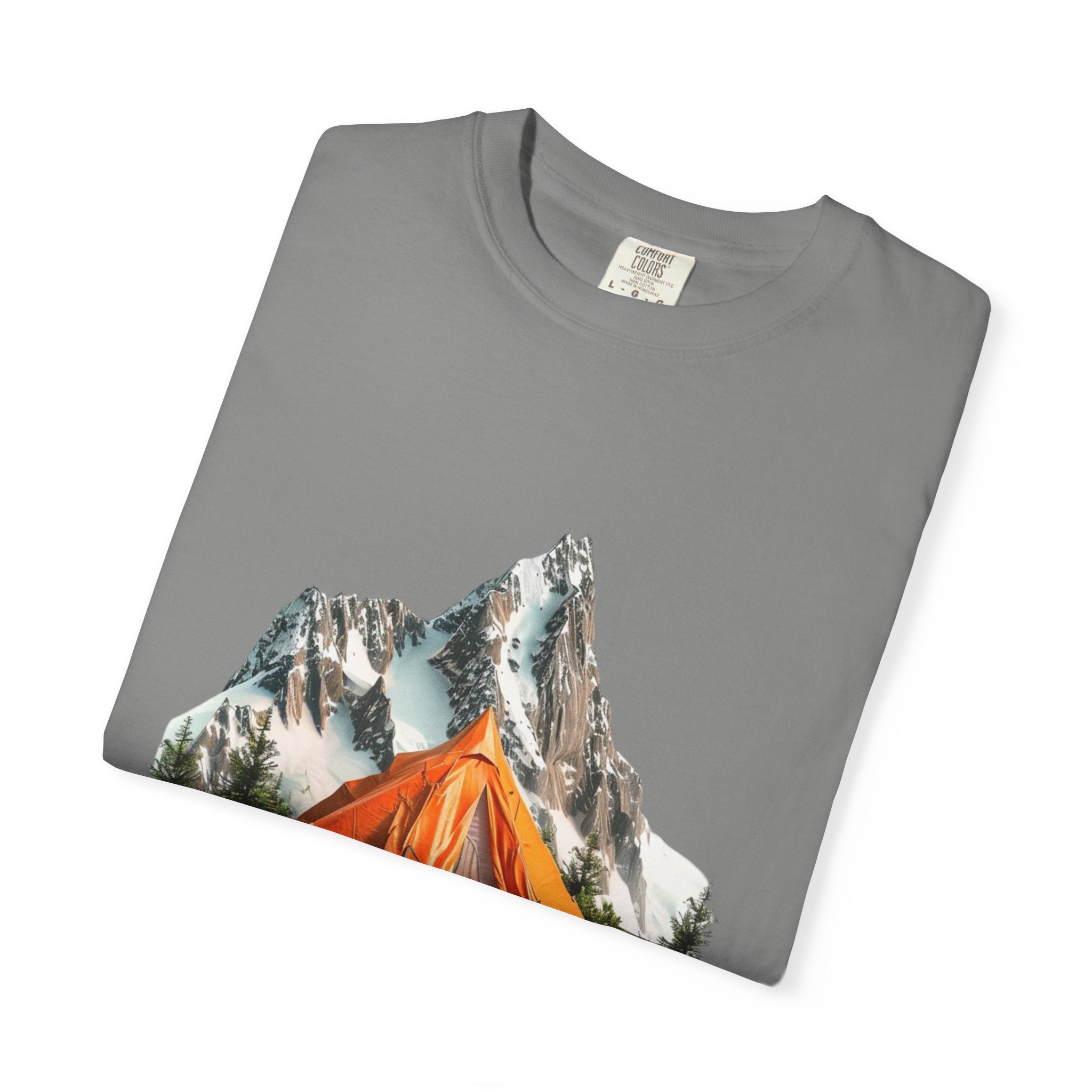 Mountain Camping Tent T-Shirt  Orange Tent Campsite Graphic