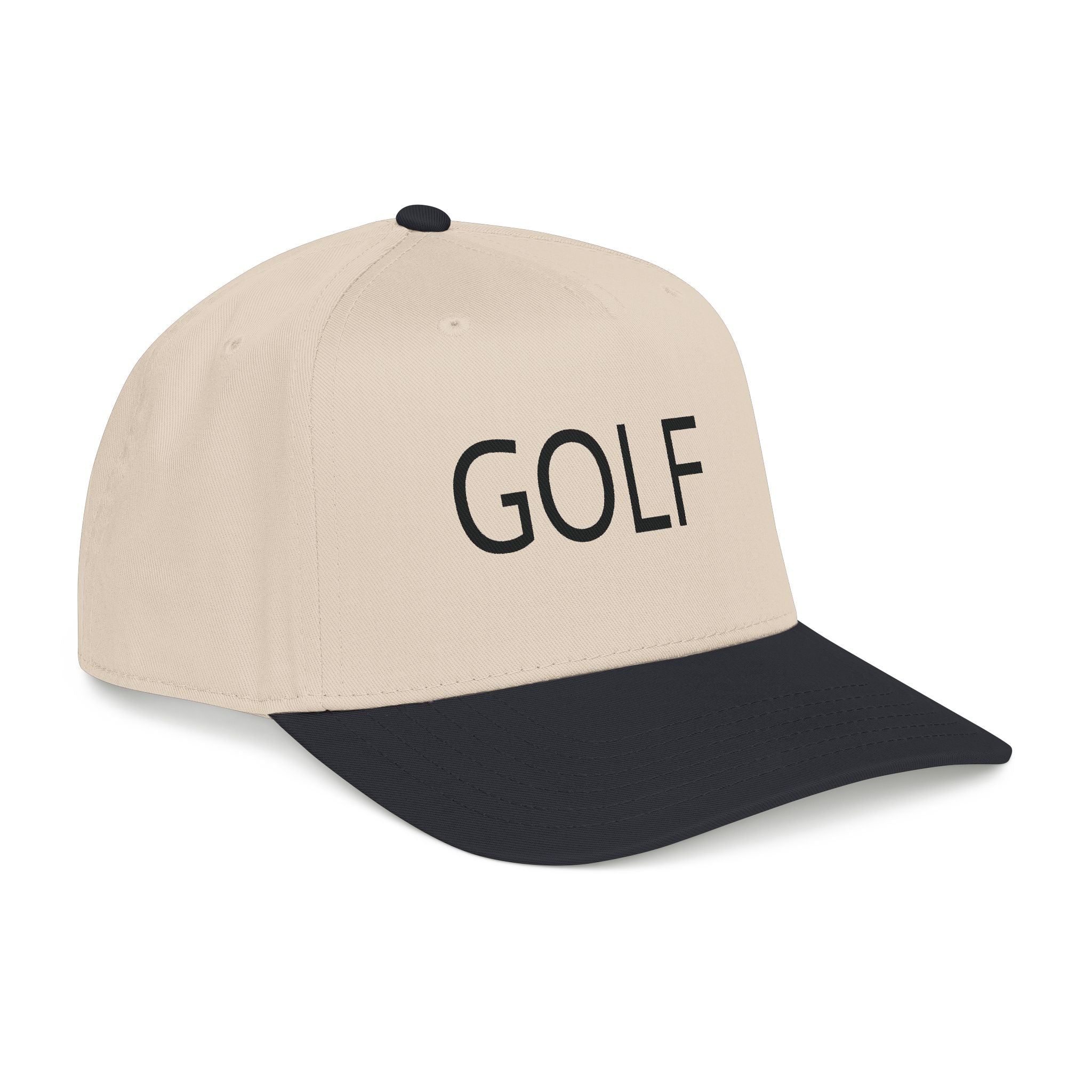 Golf Embroidered Mid Profile Cap — Classic Two-Tone Golf Hat