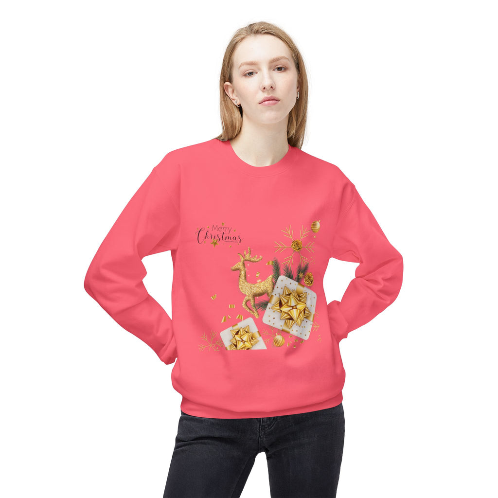 Gold Reindeer & Ornaments Christmas Crewneck Sweatshirt | Holiday Sweatshirt