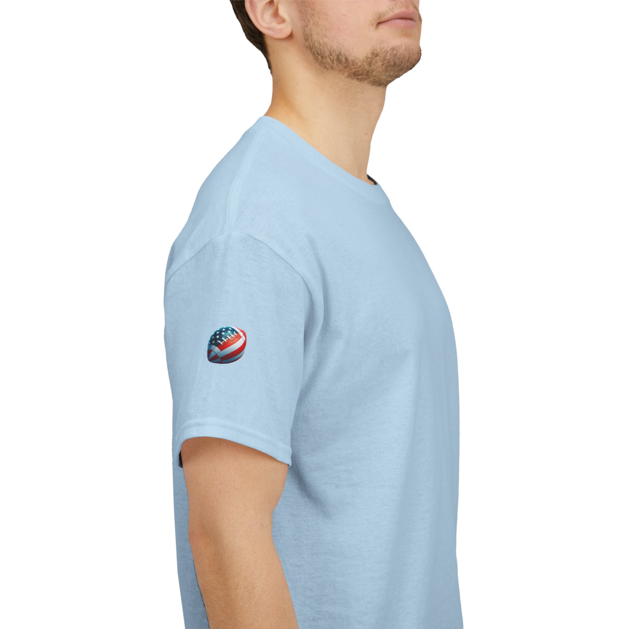 Skull Helmet Football Tee — Grunge Athletic Graphic T‑Shirt