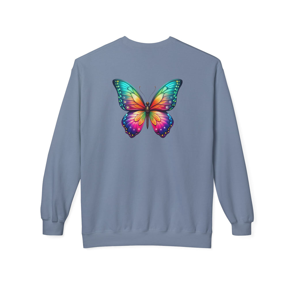 Rainbow Butterfly Sweatshirt | Colorful Monarch Wing Graphic