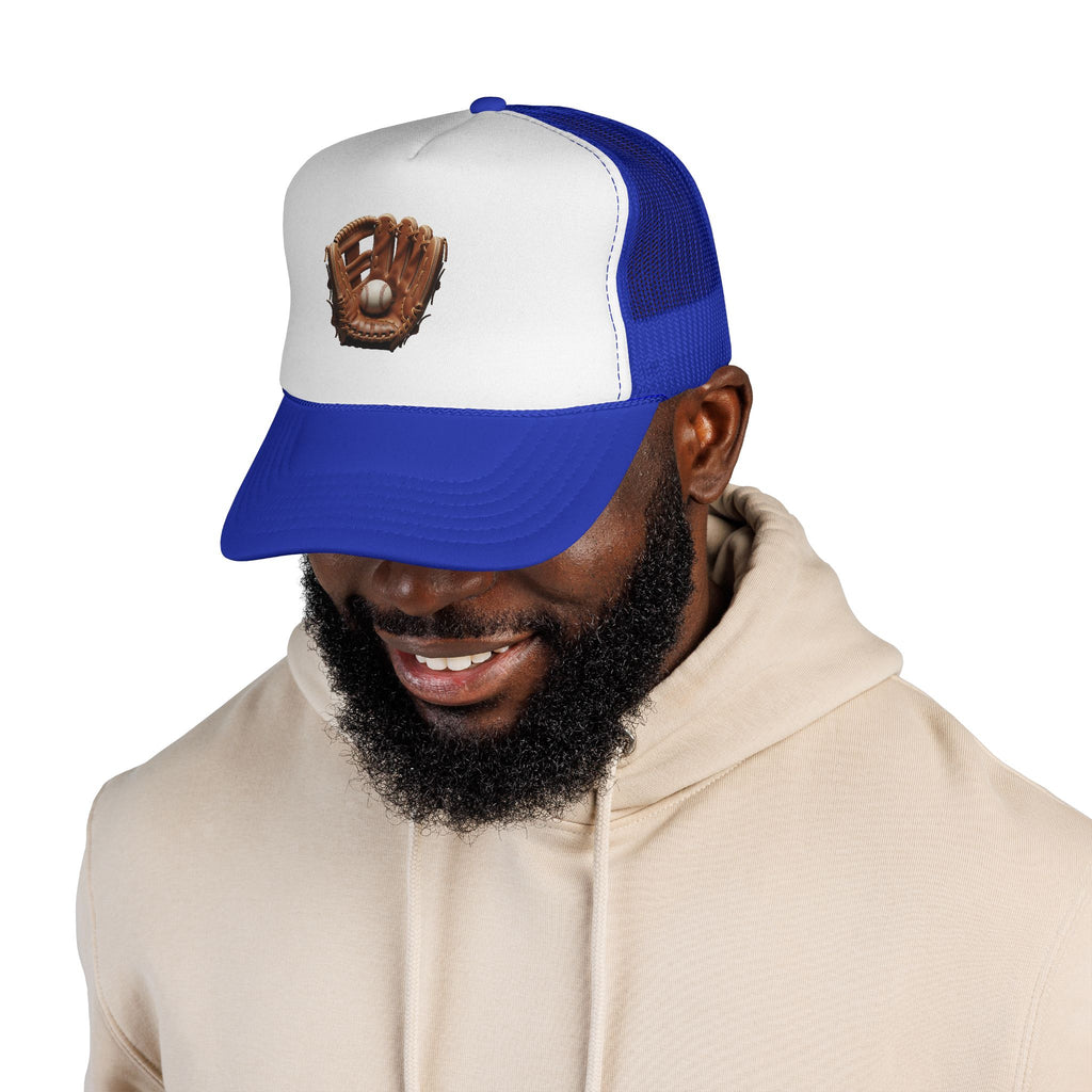 Baseball Glove Trucker Cap  Vintage Glove & Ball Mesh Hat